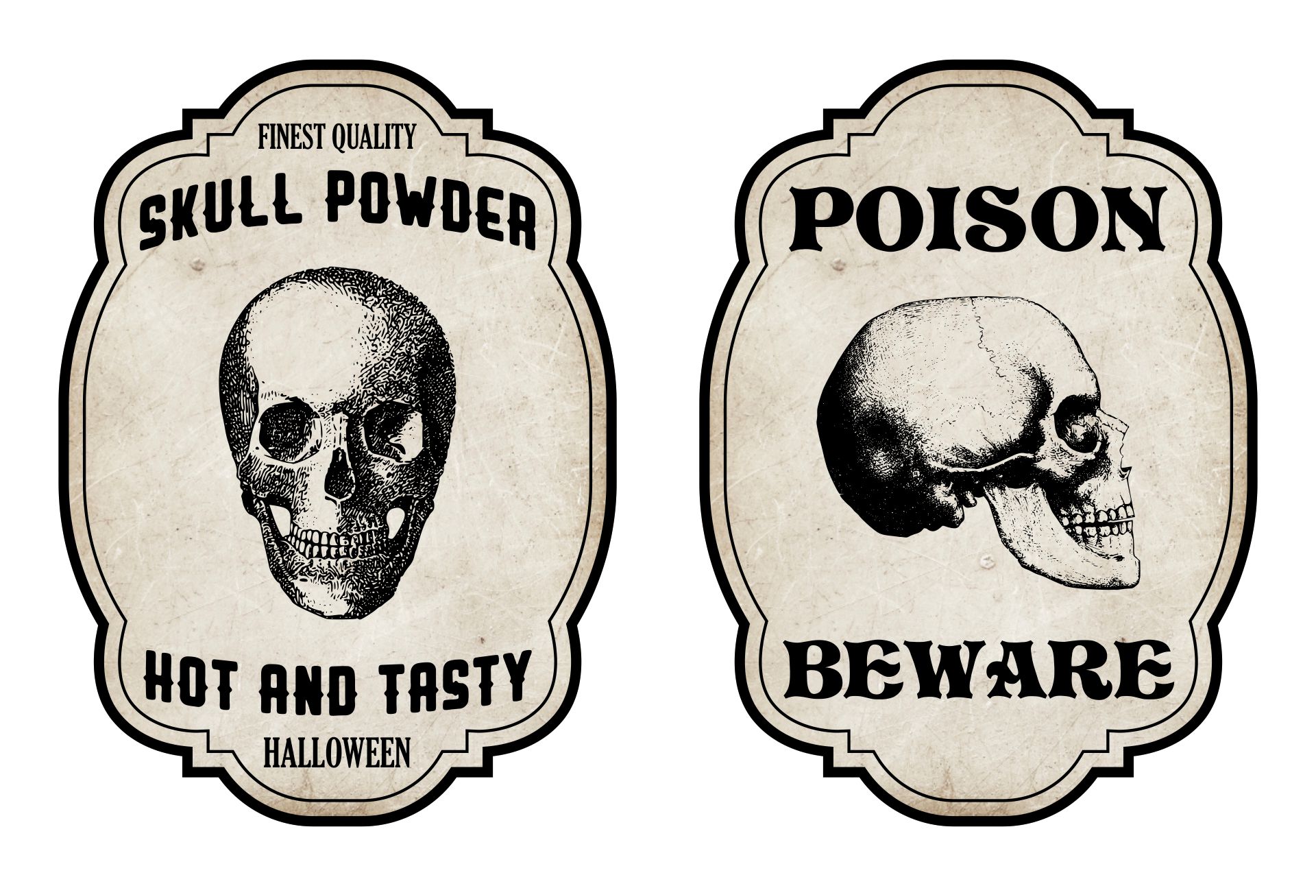 Halloween Skull Labels Poison Printable