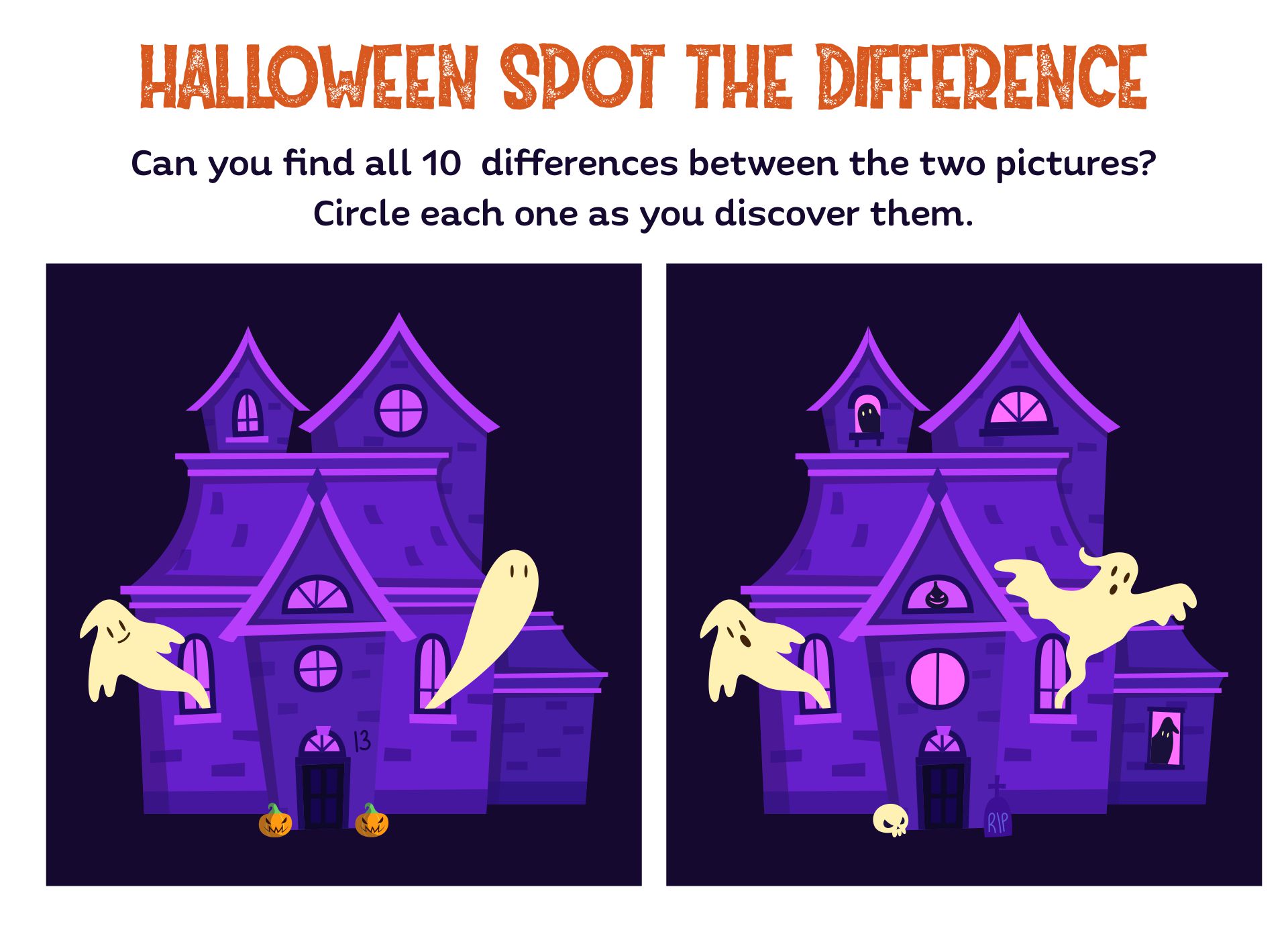 Halloween Spot The Difference Printables