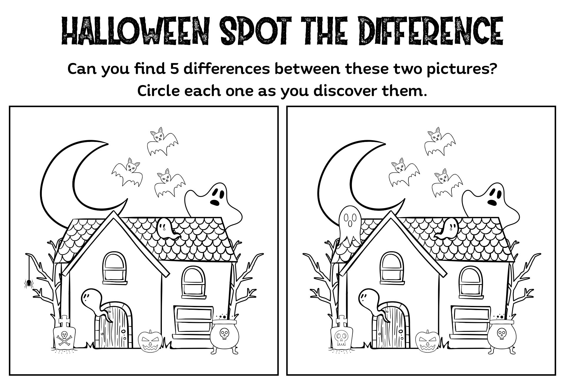 Halloween Spot The Difference Printables