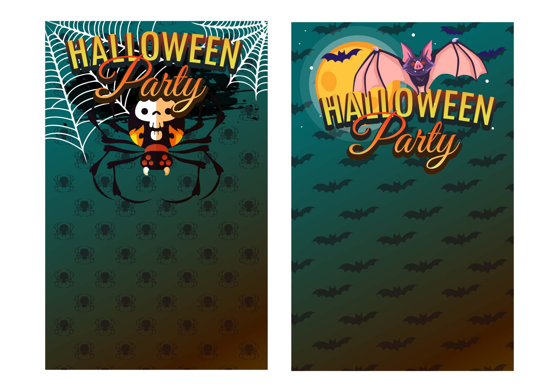 Halloween Themed Bat And Spider Pattern Cards Printable