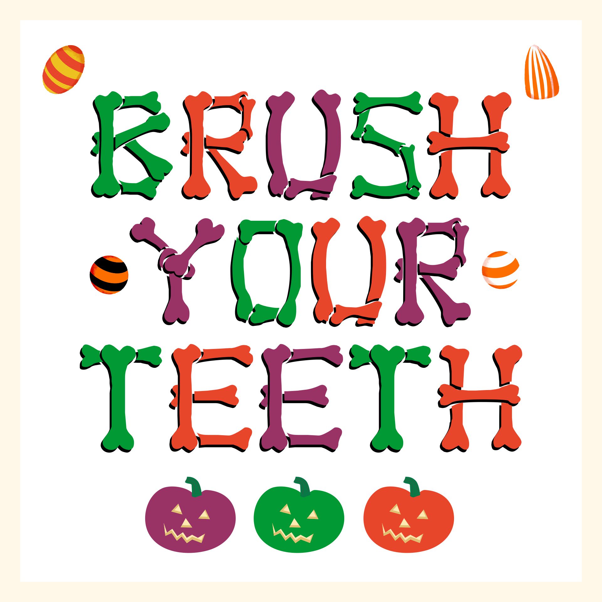 Halloween-Themed Brush Your Teeth Sign Printable