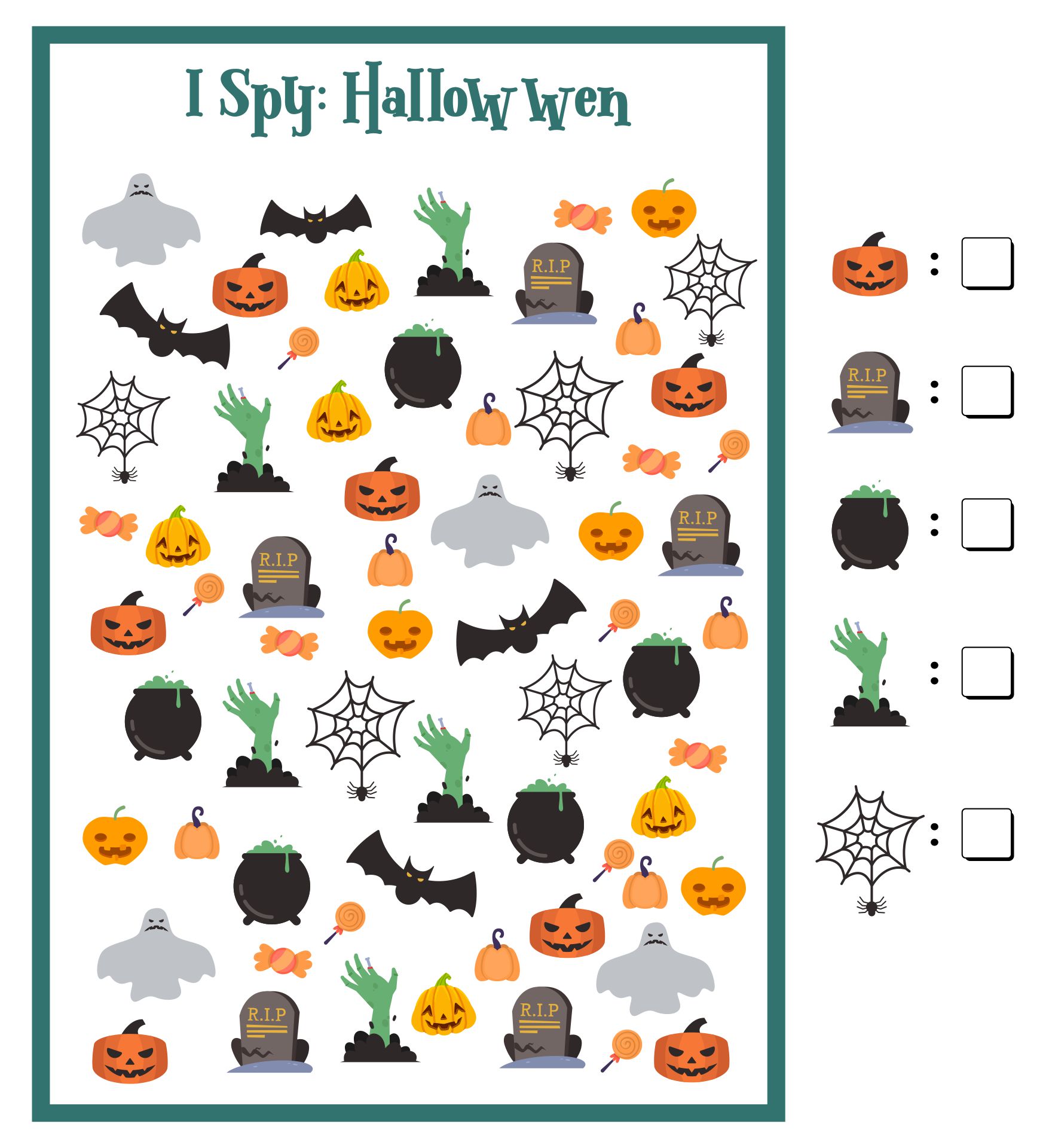 Halloween Themed I Spy Game Printable For Kids