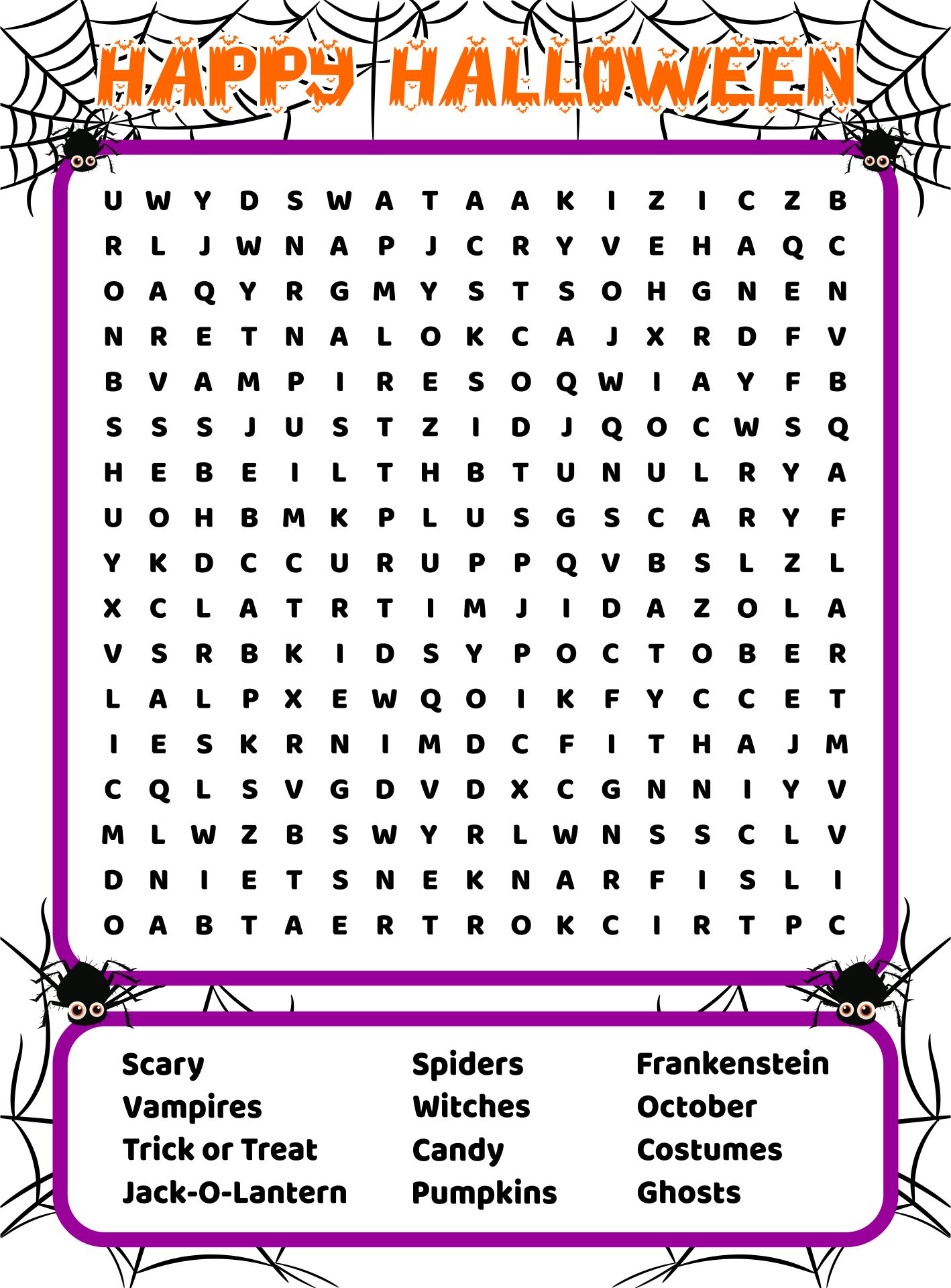 Halloween Word Search Printable Learning Activities For Kids