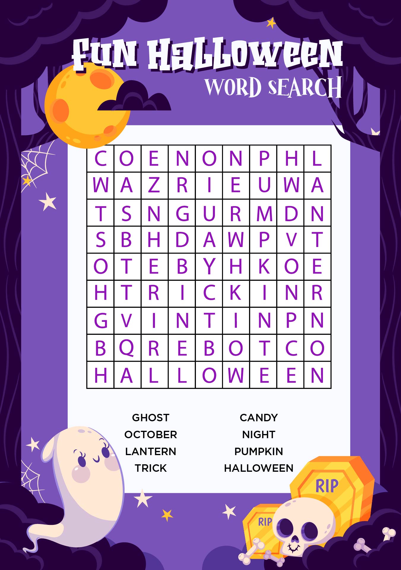 Halloween Word Search Printable Super Simple