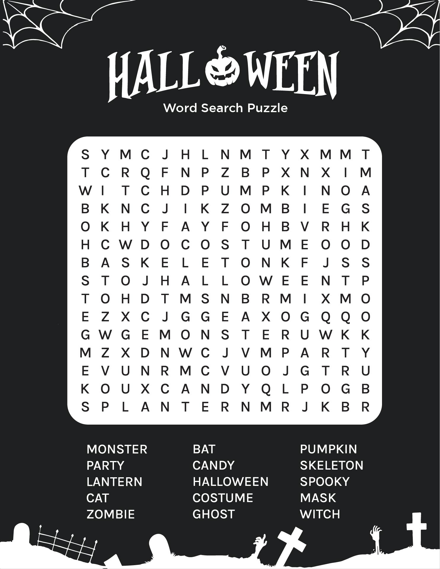 Halloween Word Search Puzzle Printable