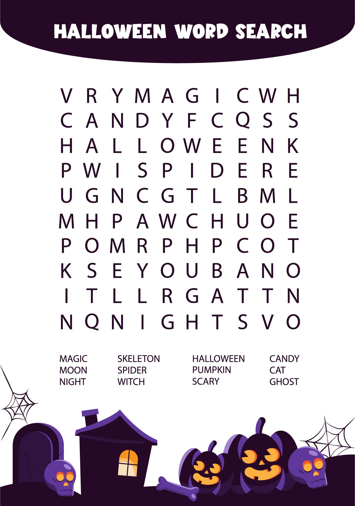 Halloween Word Search Worksheet Printable