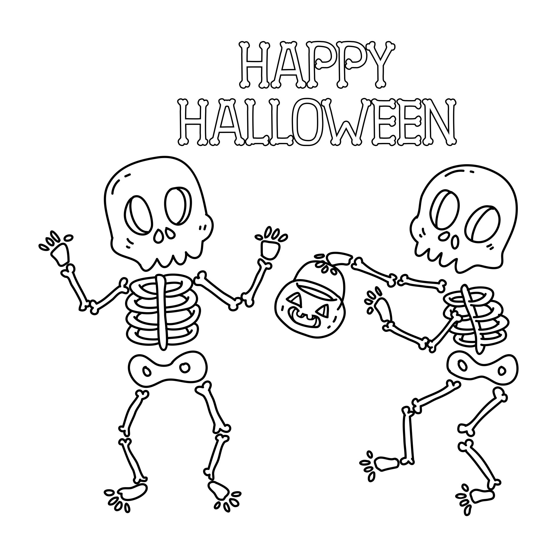 Happy Halloween Mr Skeleton Coloring Page Printable