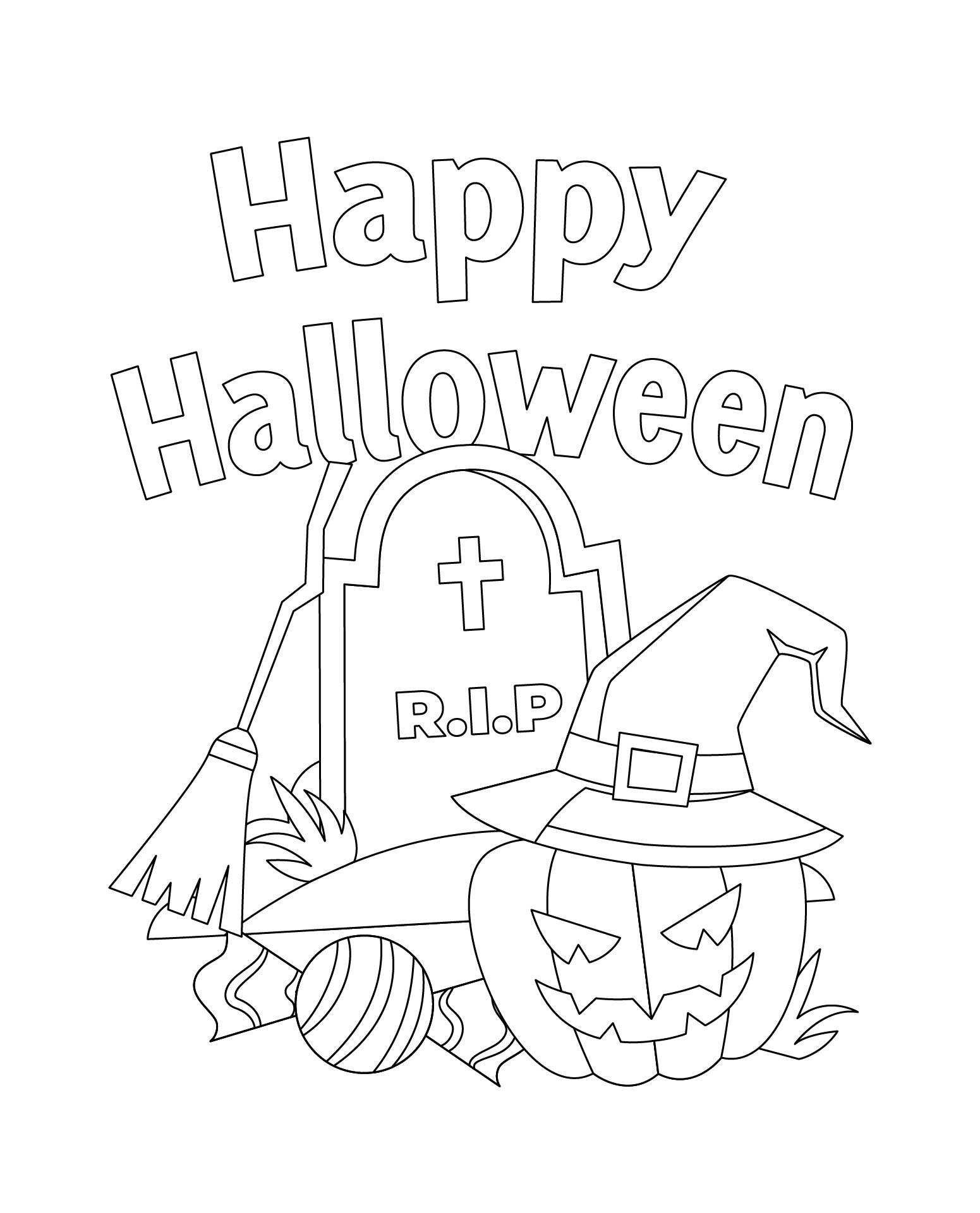 Happy Halloween Pumpkin Coloring Pages Printable