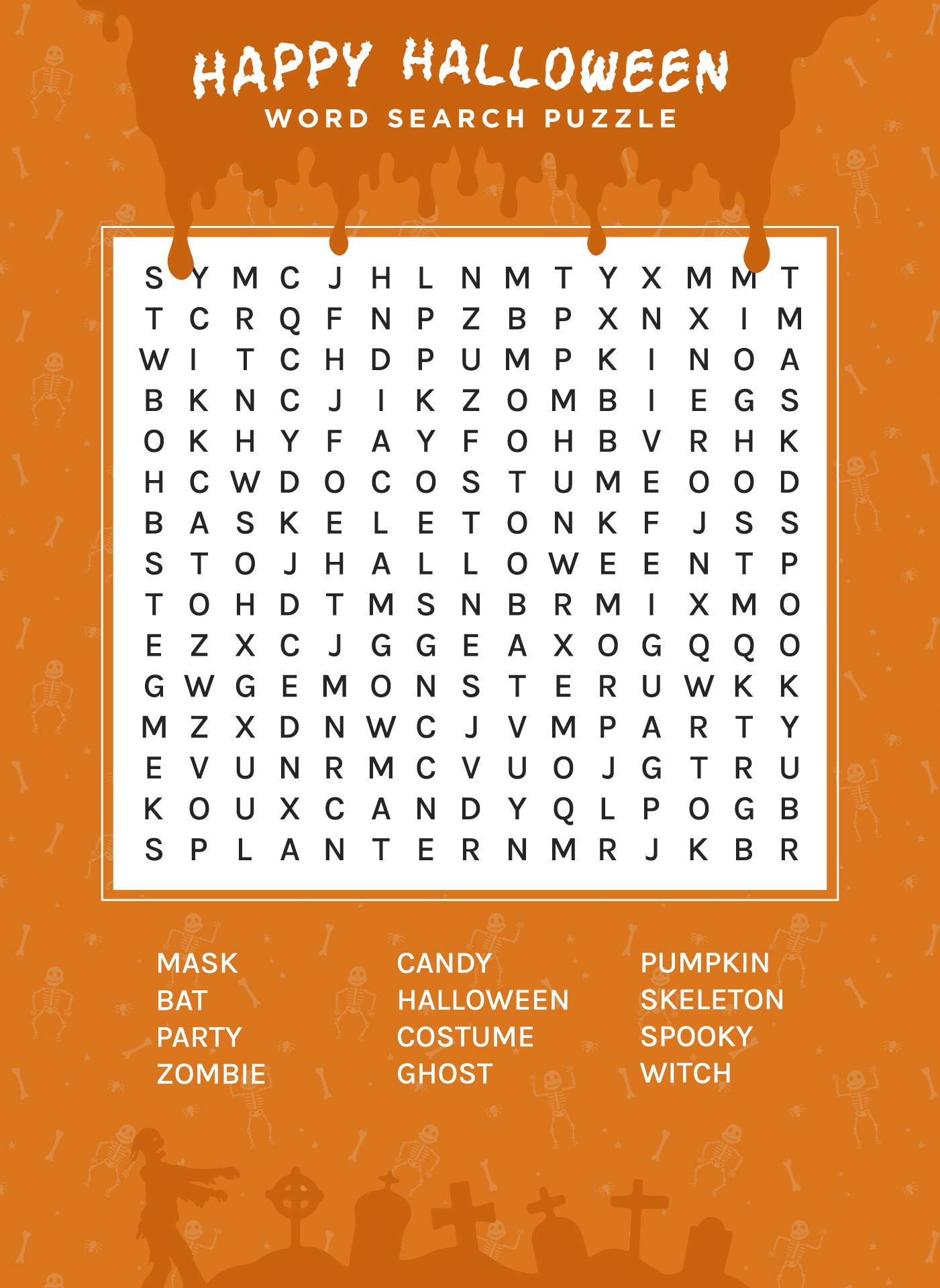 Happy Halloween Word Search Puzzle Printable