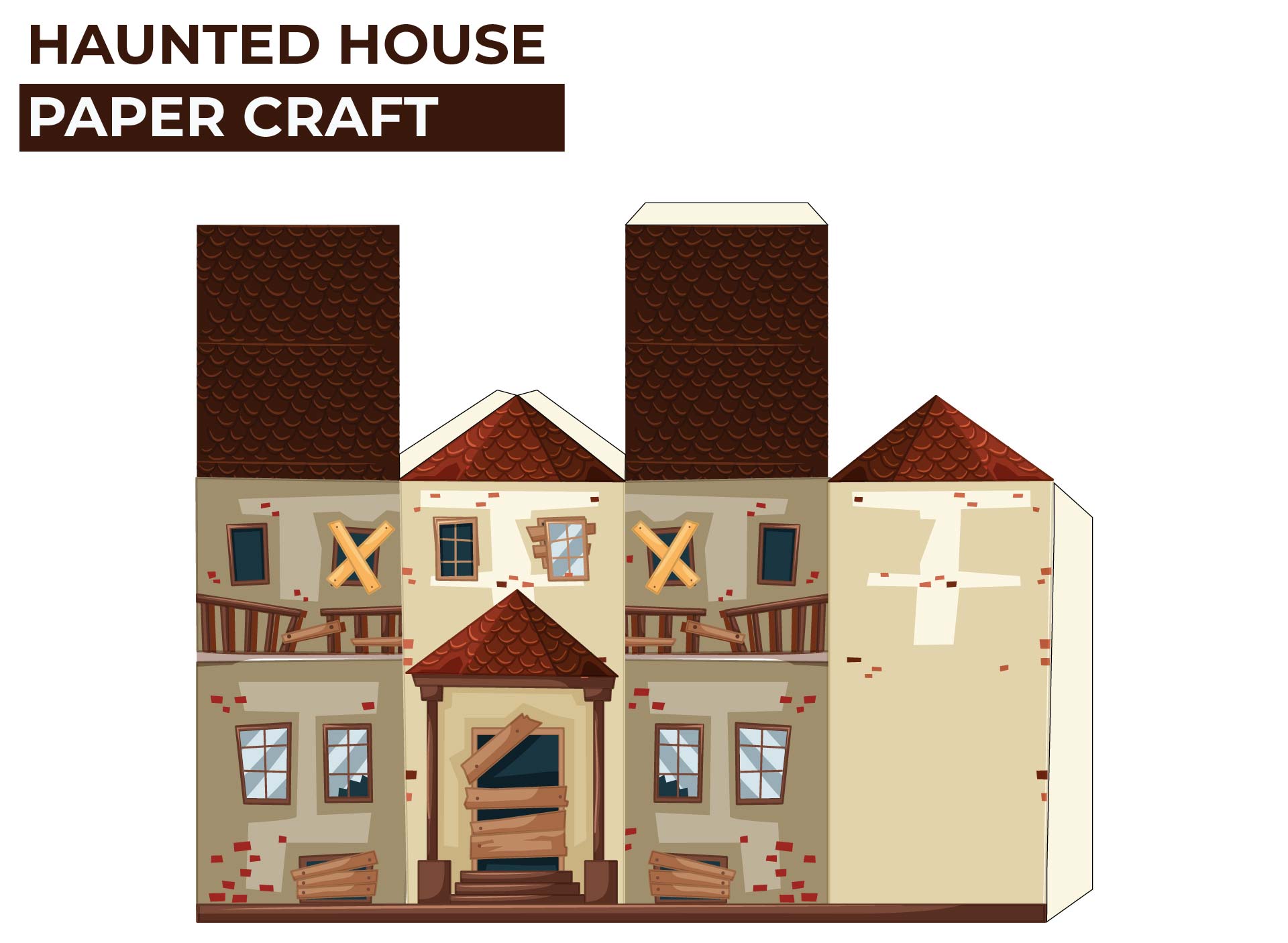 Haunted House Paper Toy Printable Papercraft Templates
