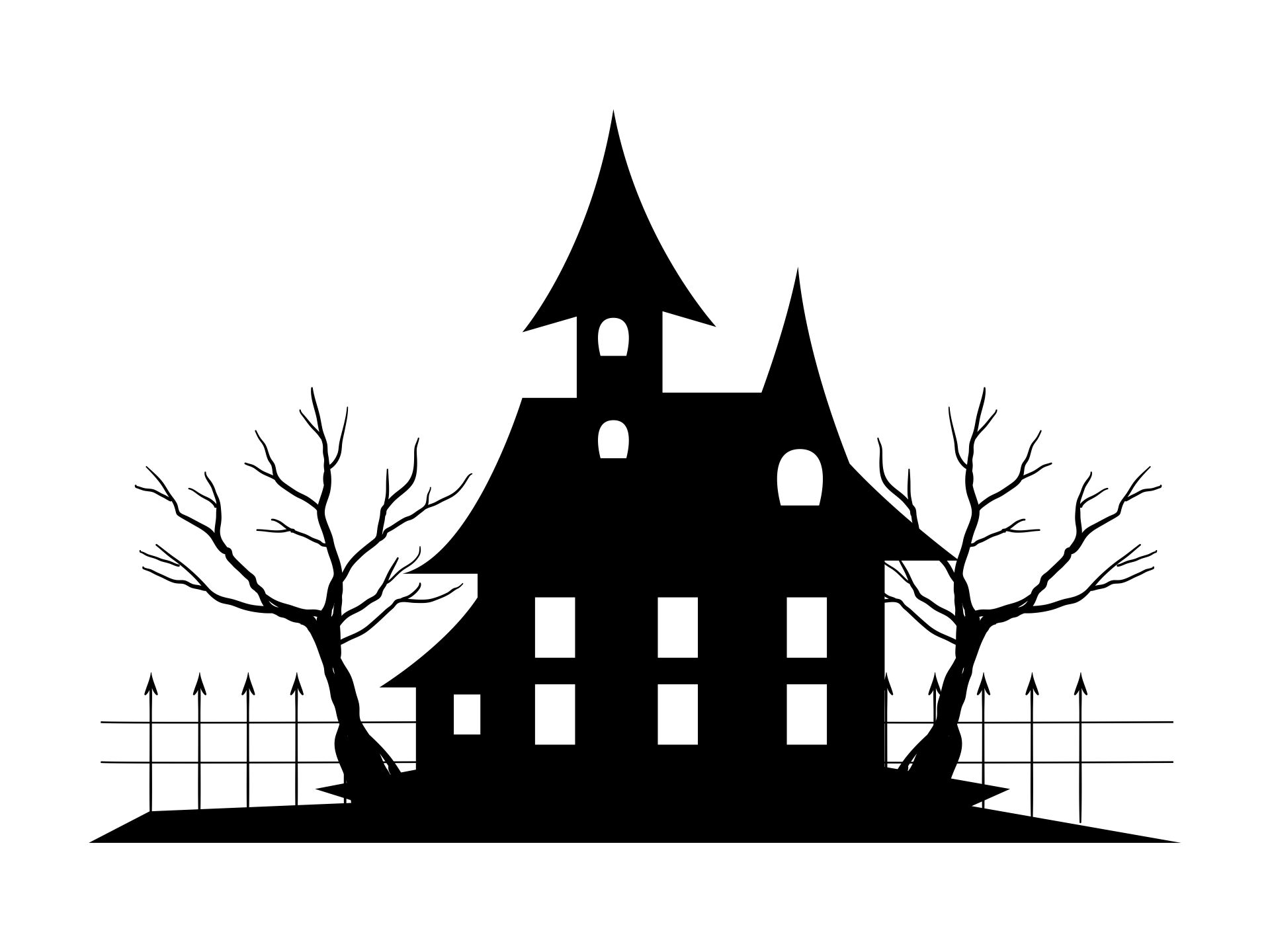 Haunted House Silhouette Template Printable