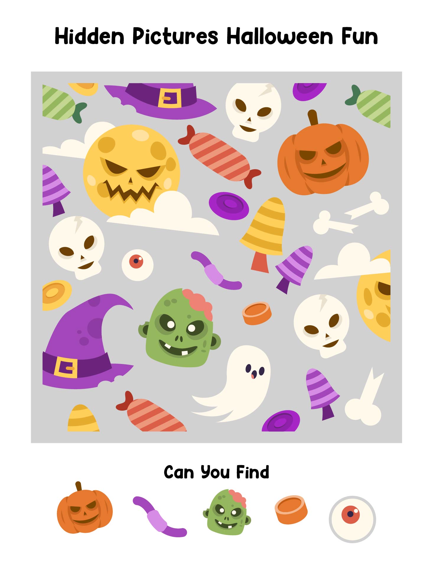 Hidden Pictures Halloween Fun Printable