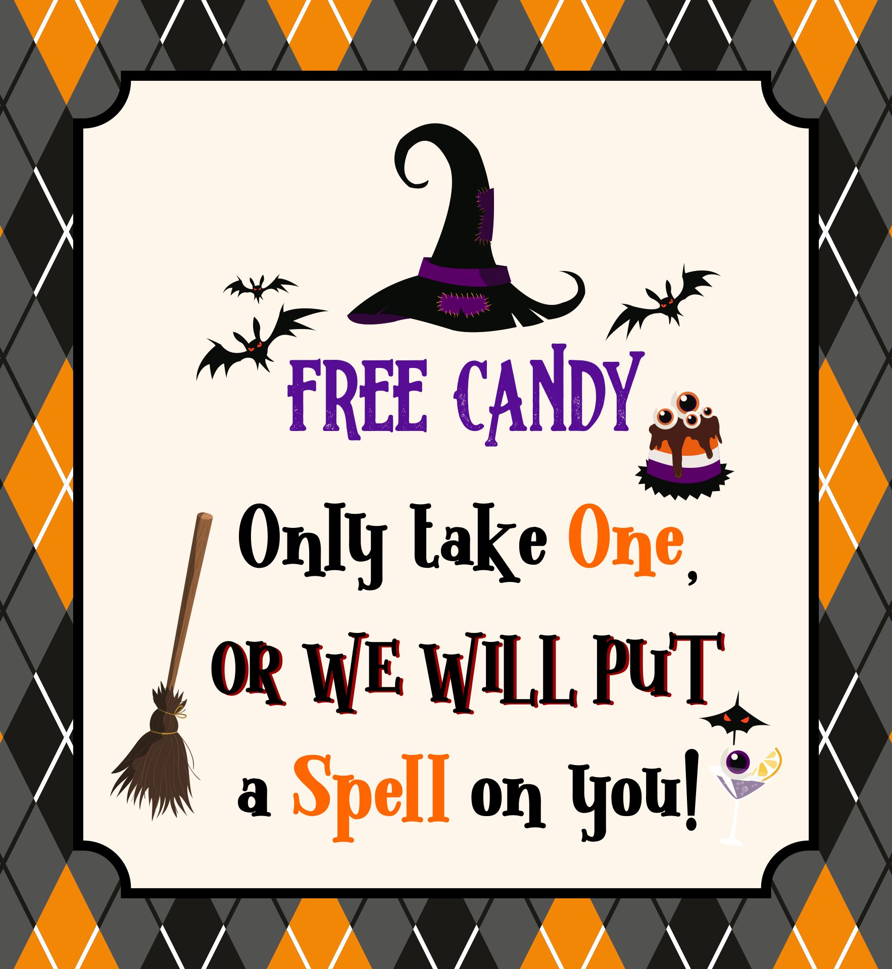 Hocus Pocus Halloween Candy Printable Sign