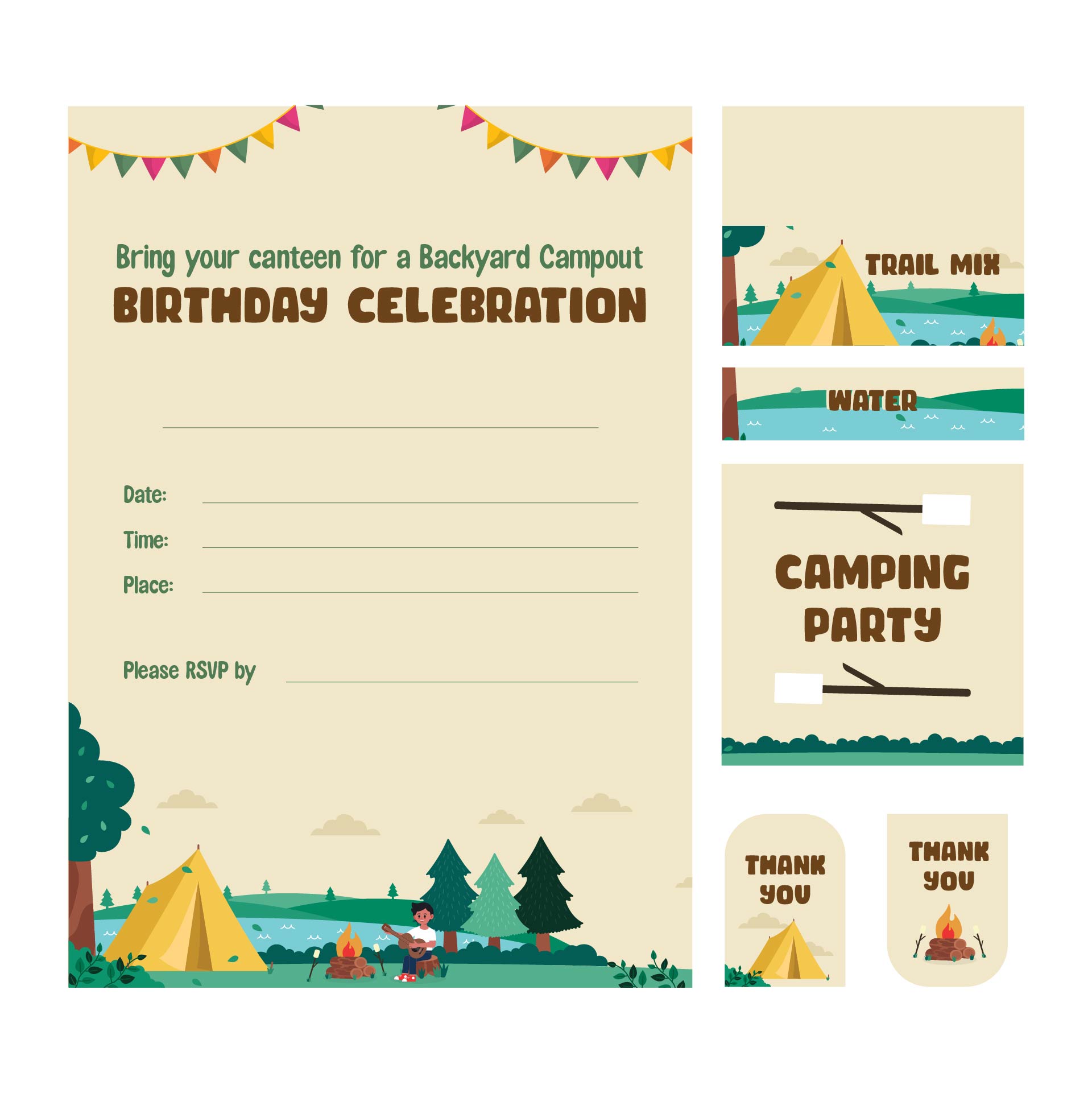 Kids Camp Themed Birthday Party Printables