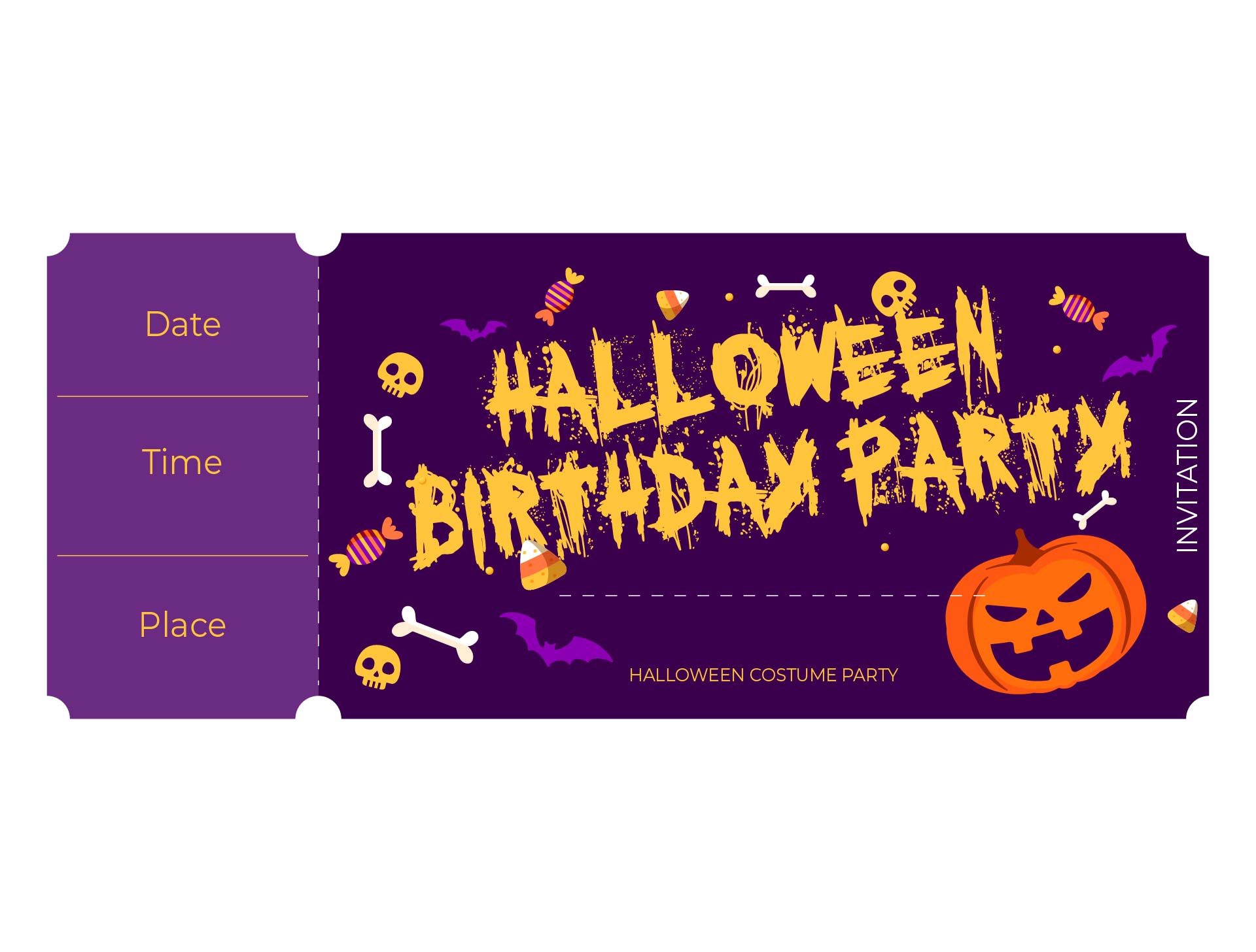 Kids Costume Halloween Birthday Party Invitation Printable