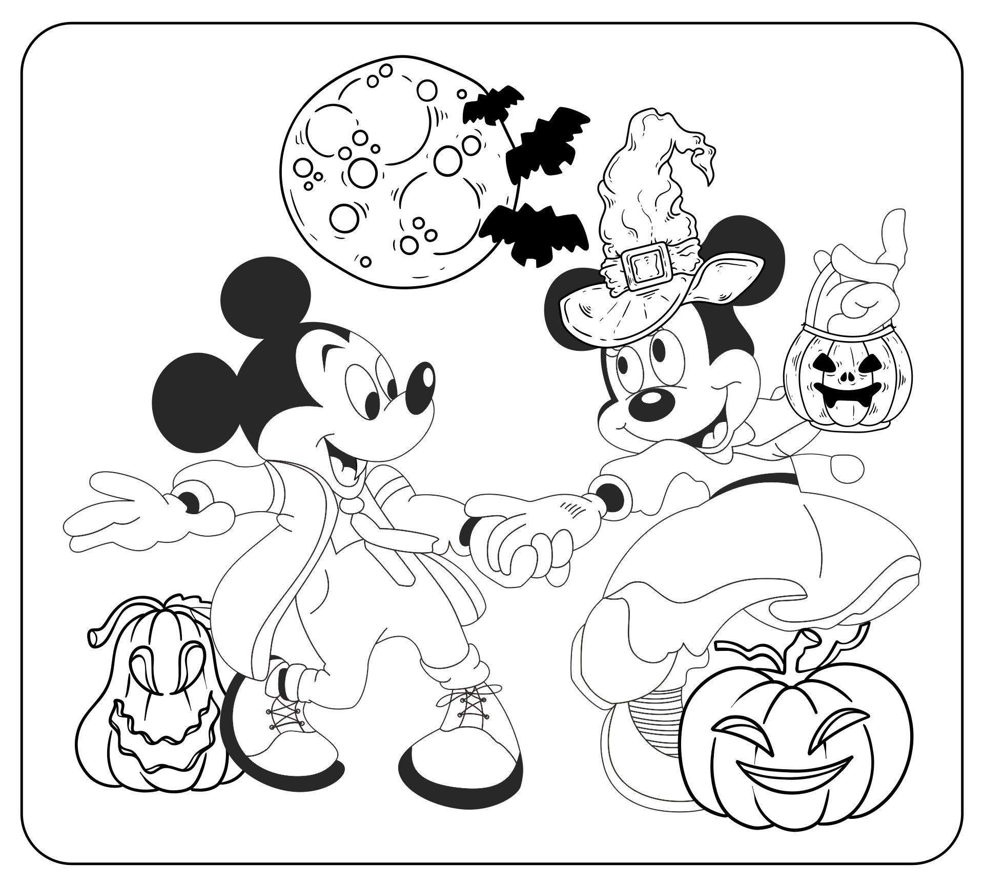Minnie & Mickey Halloween Coloring Pages Printable
