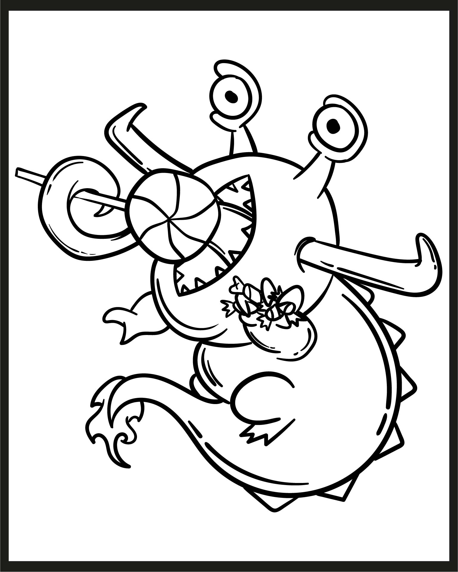Monster Eating Candy Coloring Pages Printable