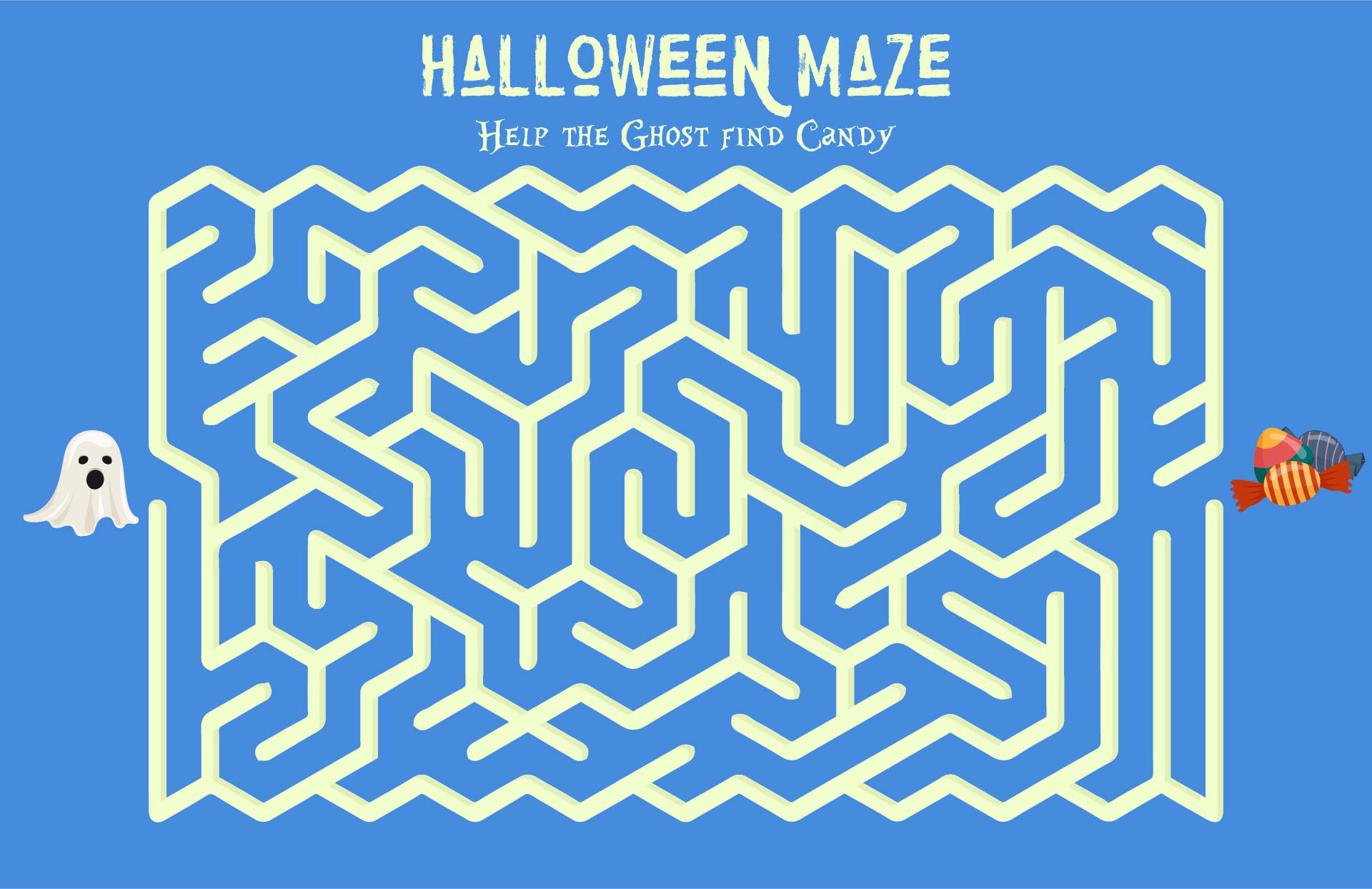 Not-So-Scary Halloween Maze Printable Worksheets For Kids