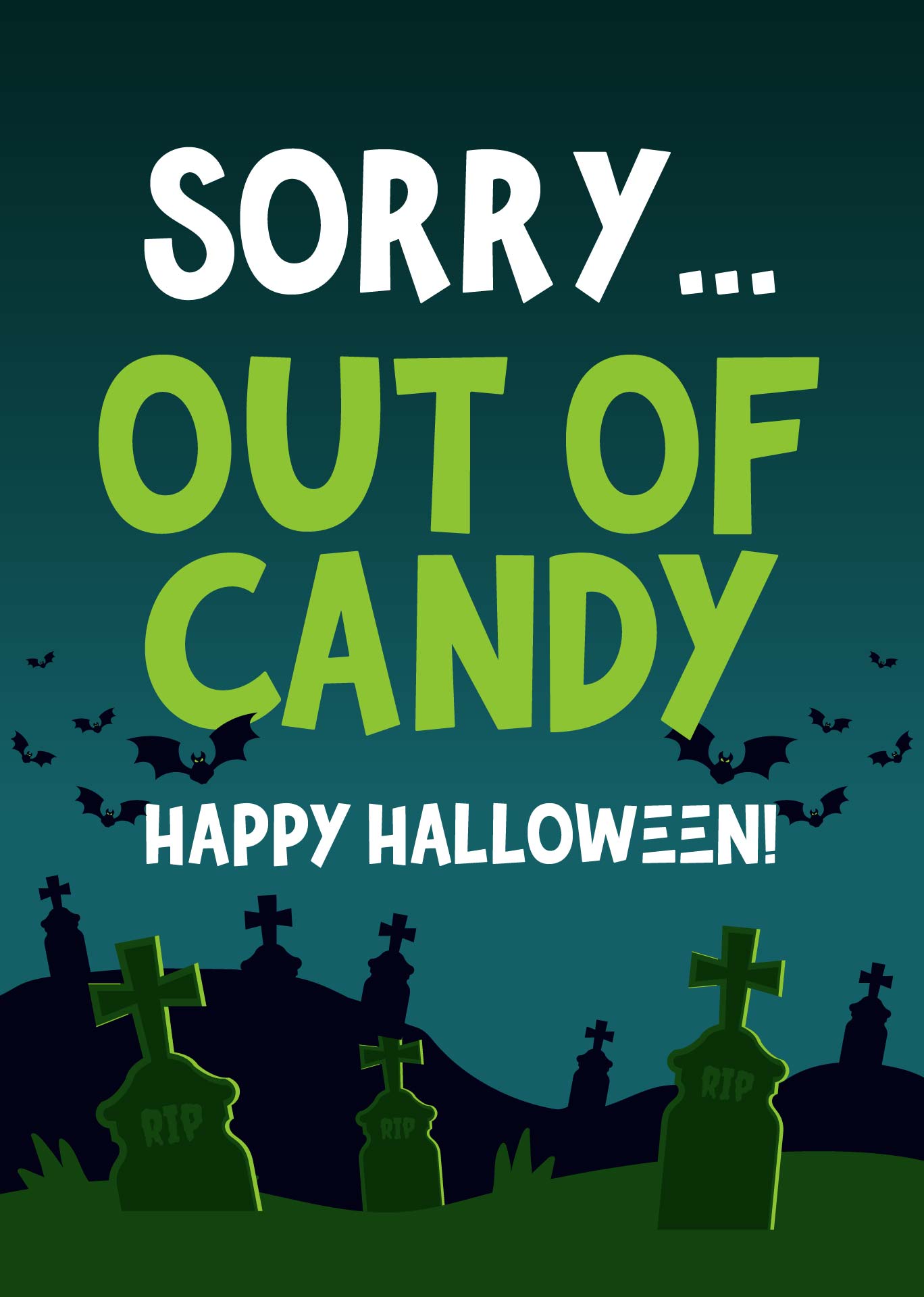 Out Of Candy Halloween Sign Printable