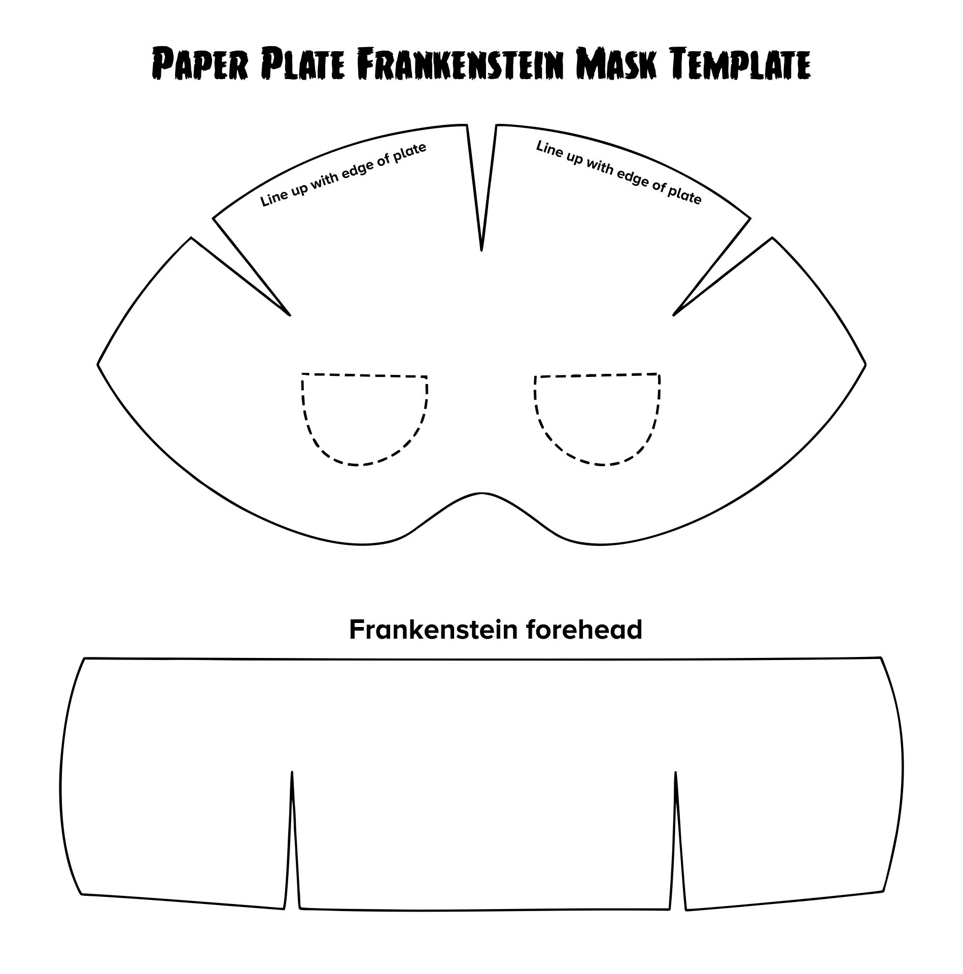 Paper Plate Frankenstein Mask Template Printable