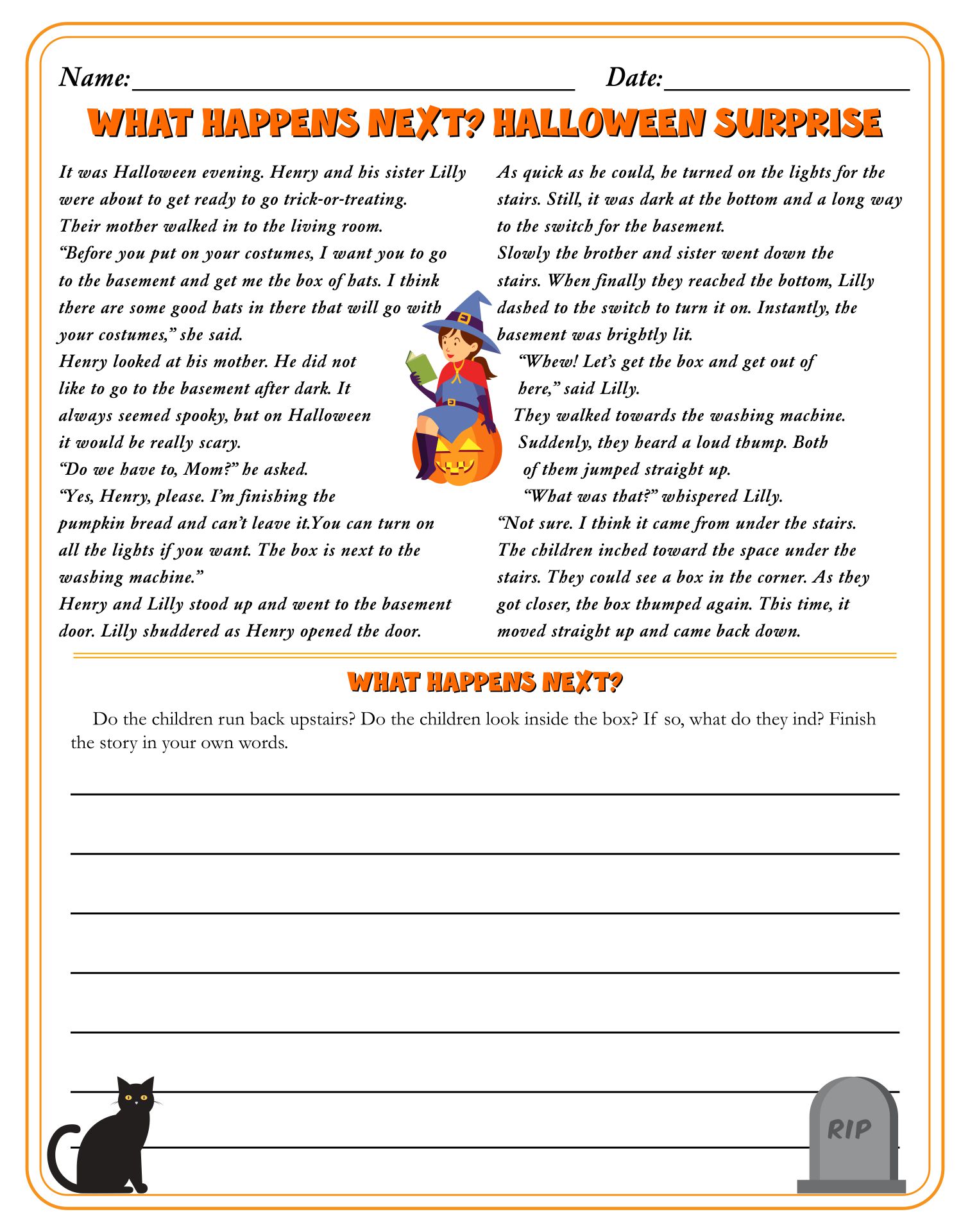 Printable 5th Grade Halloween Reading Worksheets
