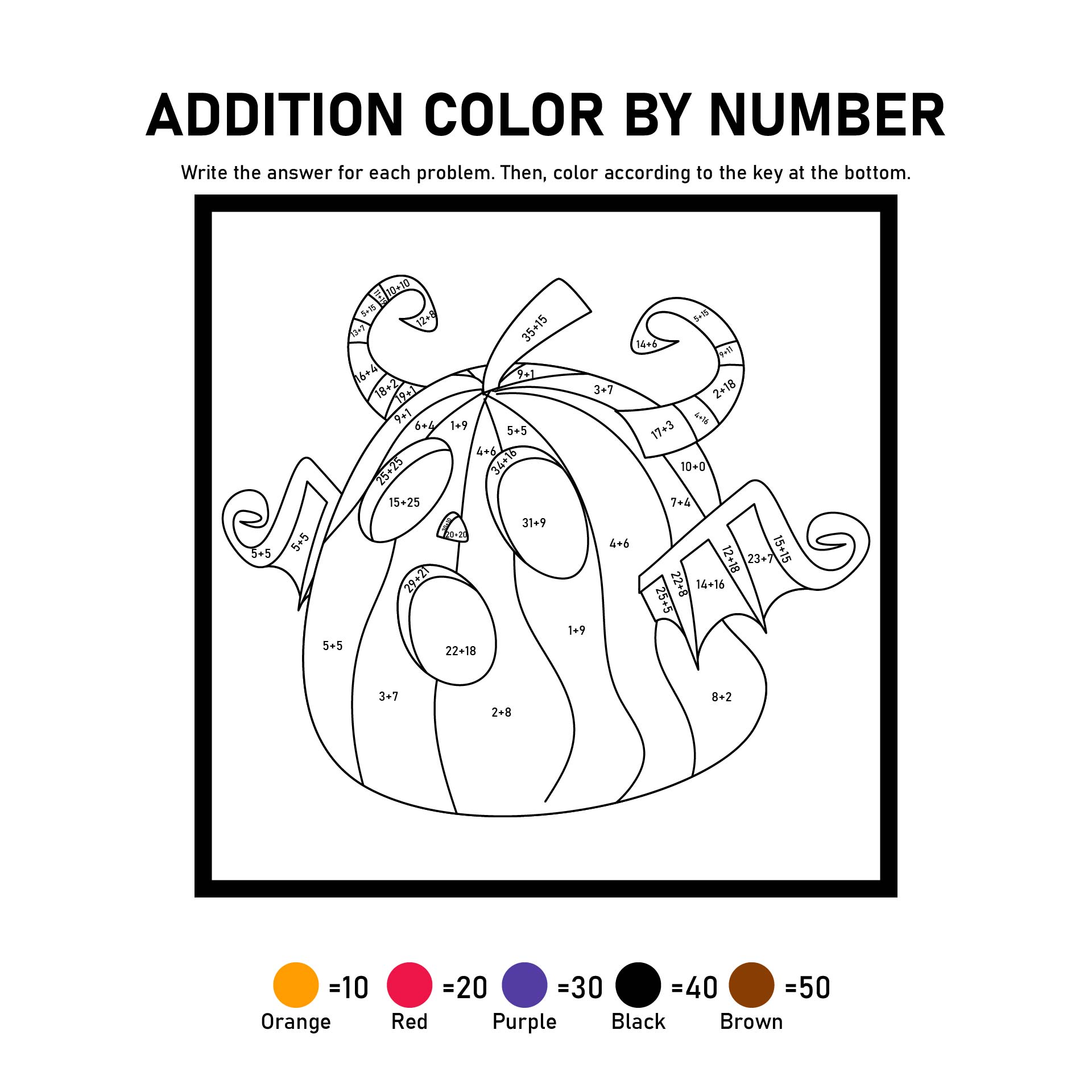 Printable Addition Pumpkin Coloring