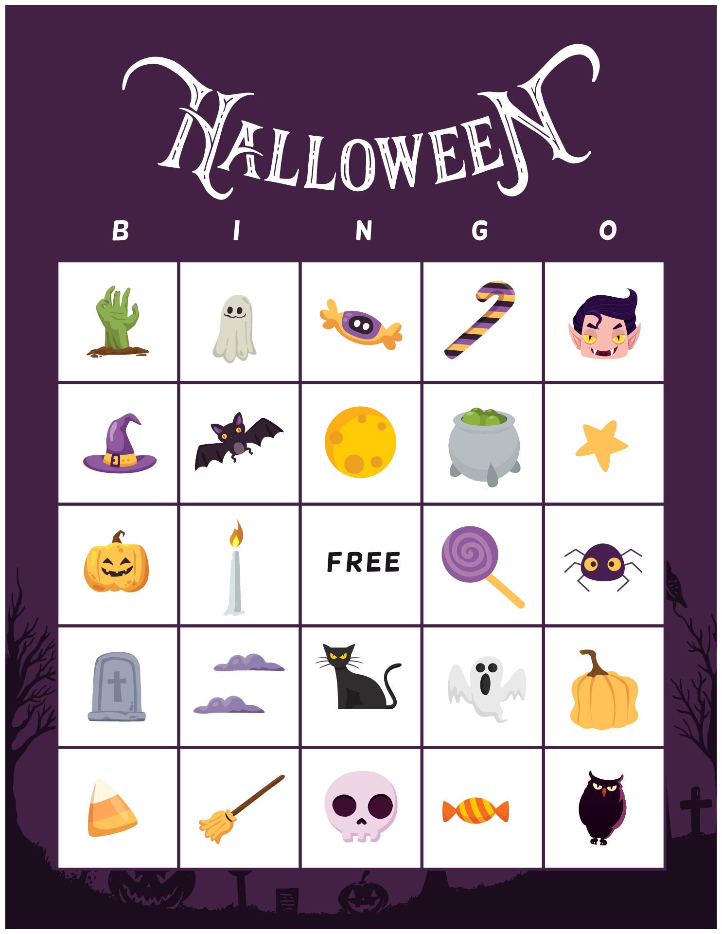 Printable Adorable Halloween Bingo Game