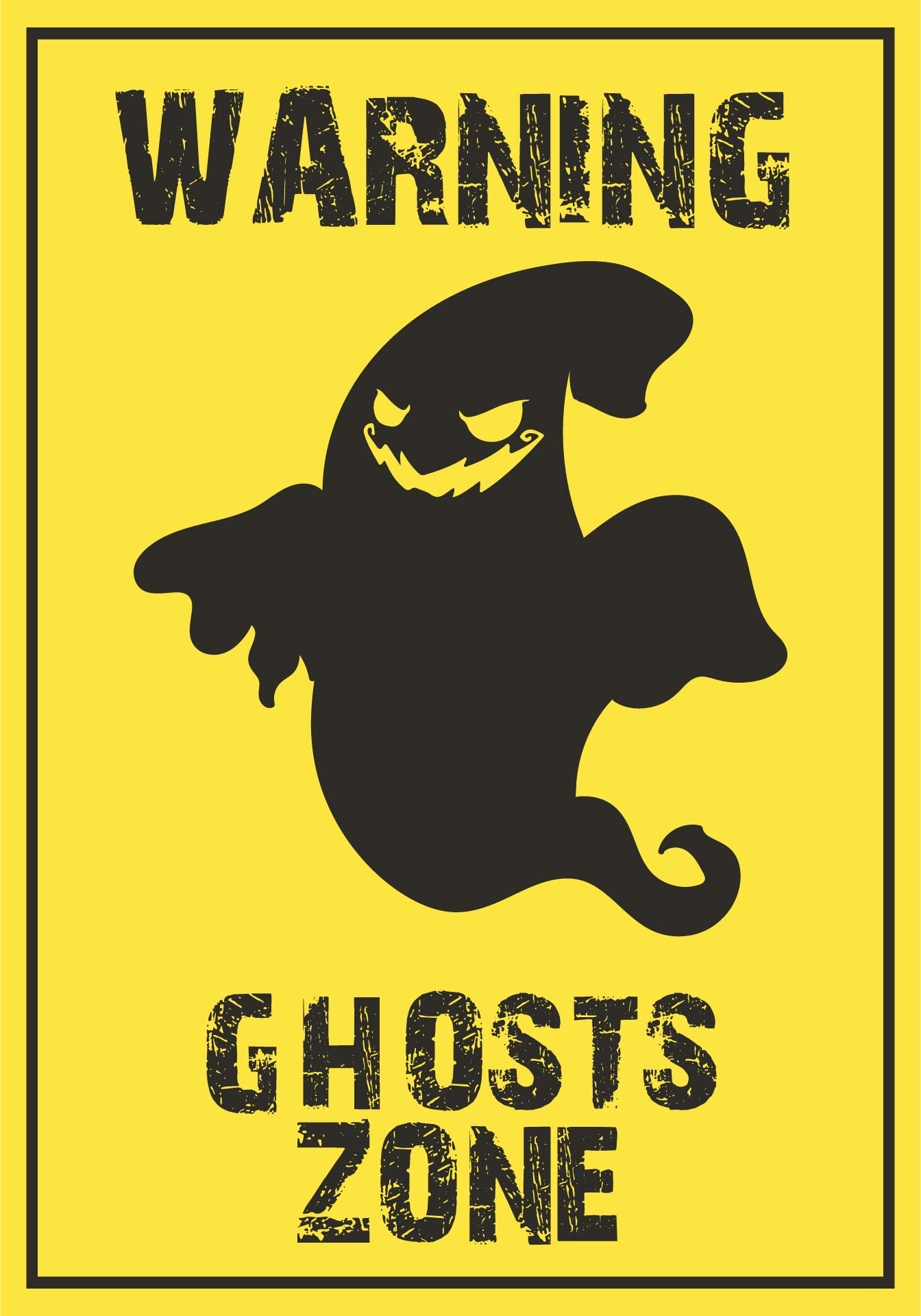Printable Attention Ghost Dangers Of Yellow Road Sign