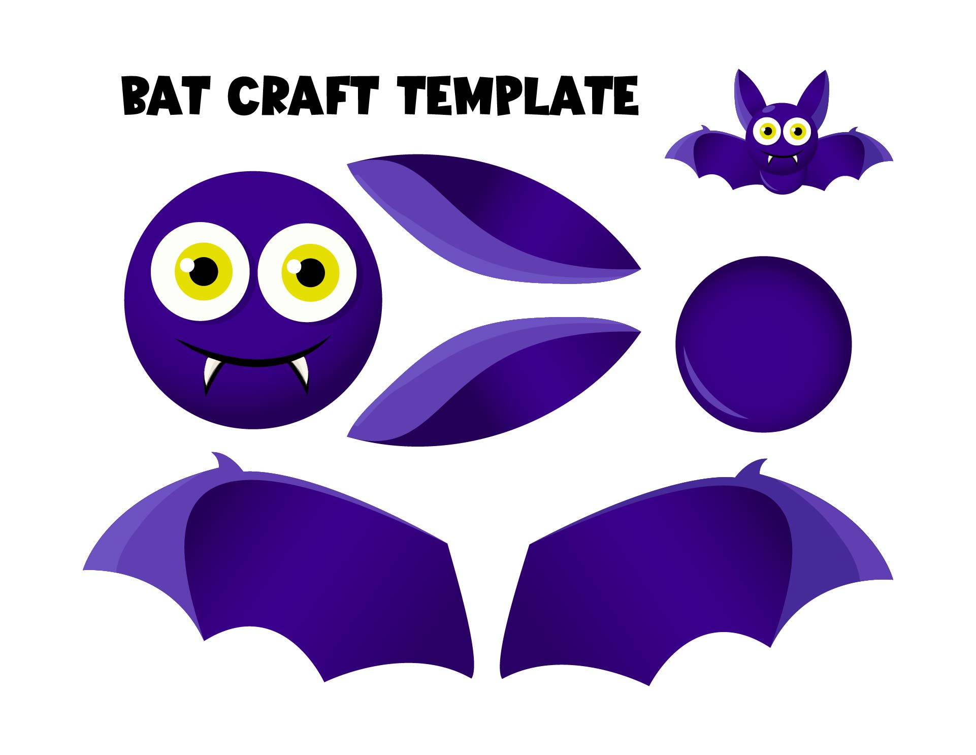 Printable Bat Craft Template For Preschoolers
