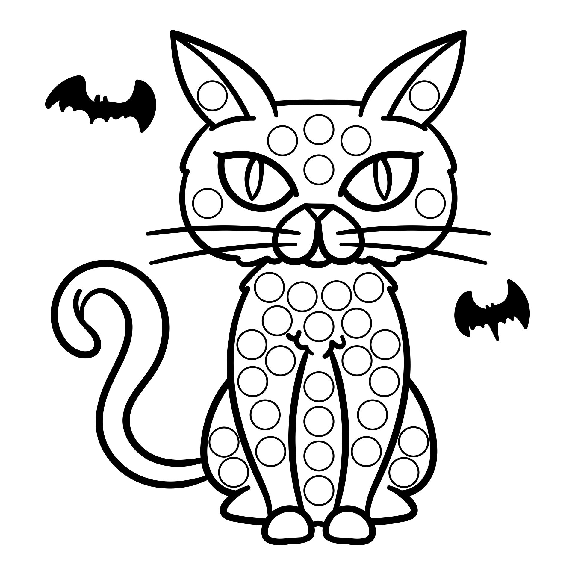 Printable Black Cat Halloween Do A Dot Art Coloring Sheet For Kids