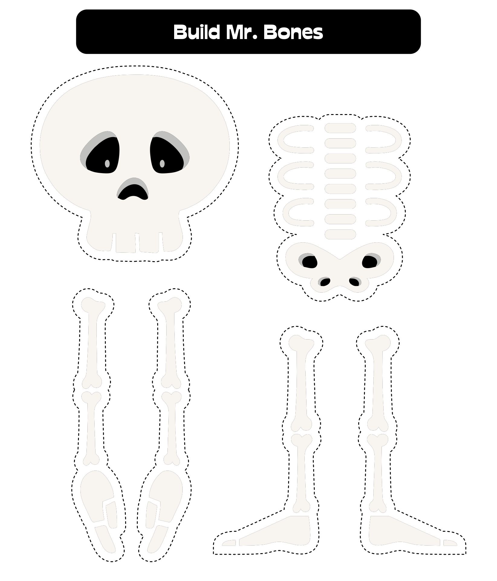 Printable Build Mr. Bones Skeleton Halloween Preschool