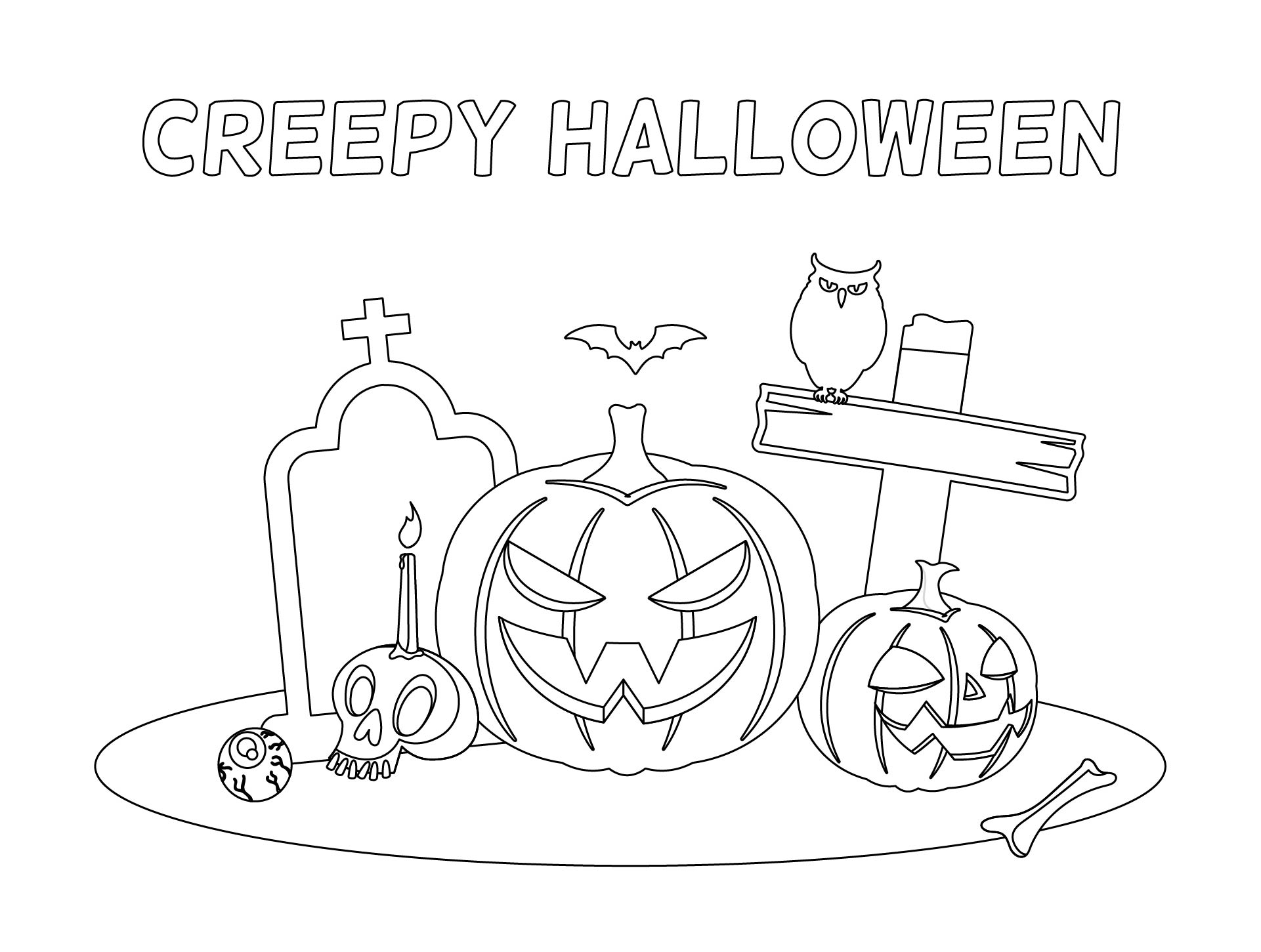 Printable Creepy Halloween Coloring Page