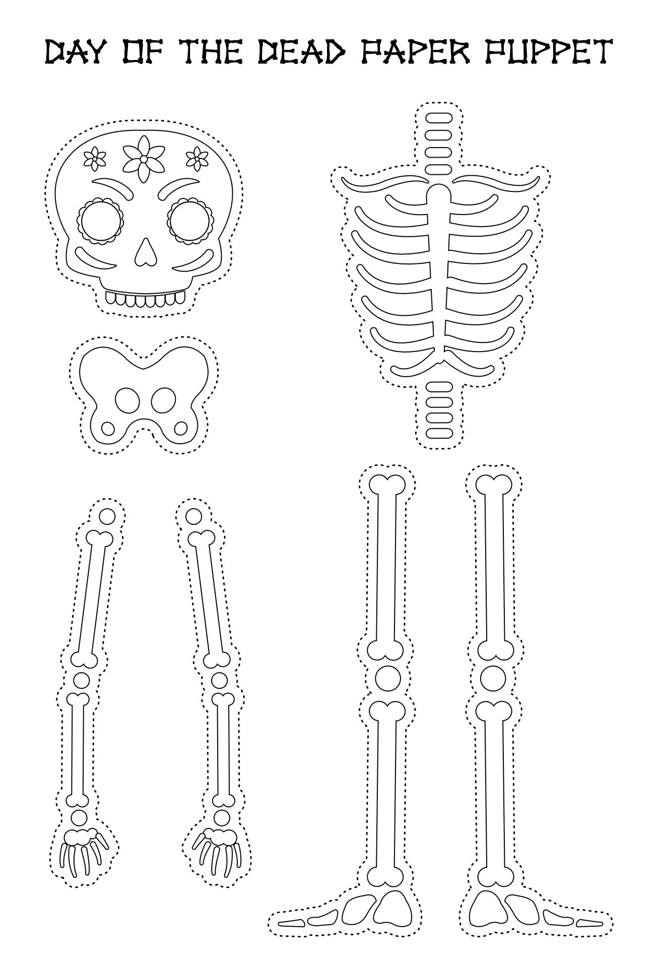 Printable Day Of The Dead Paper Puppet Template