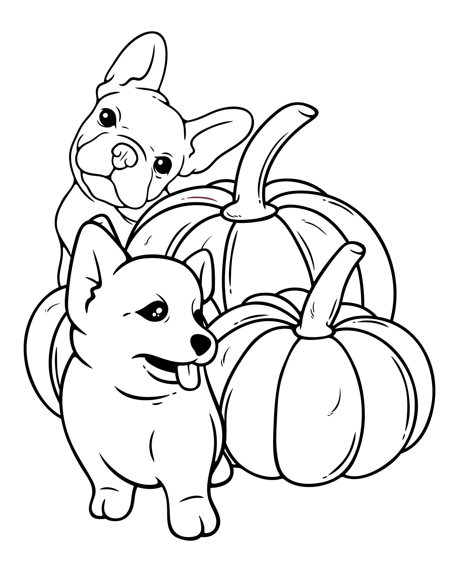 Printable Dog With Pumpkin Outline Coloring Page