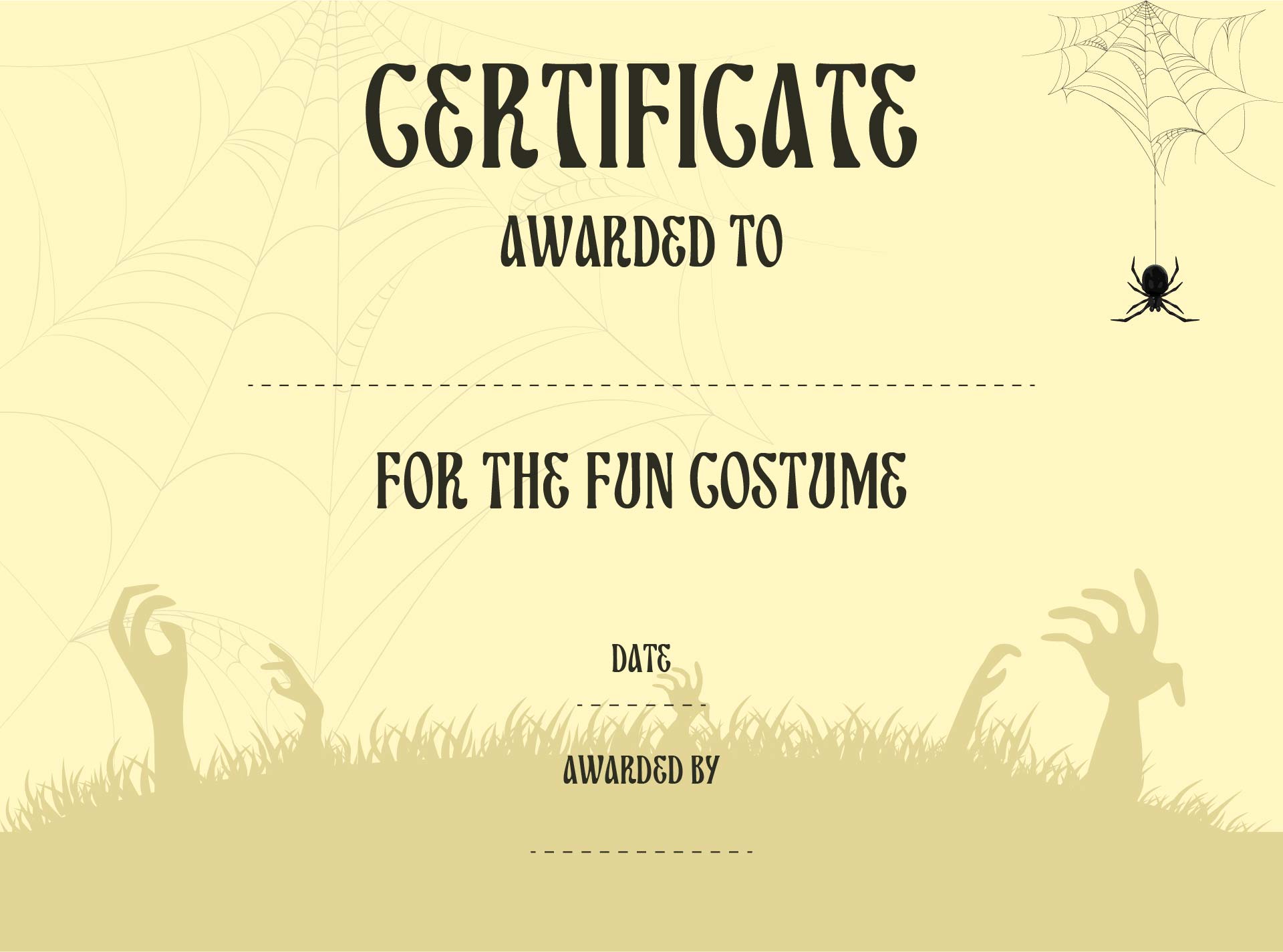 Printable Fun Costume Award Certificates For Halloween