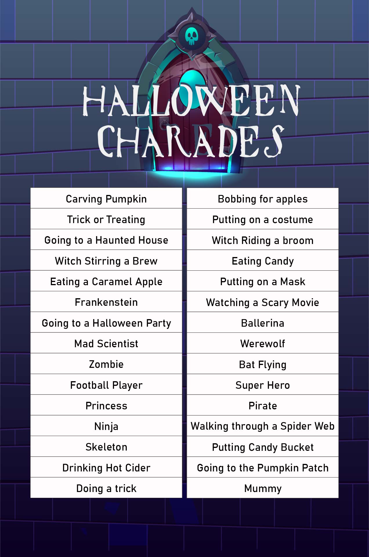 Printable Games For Adult Halloween Party