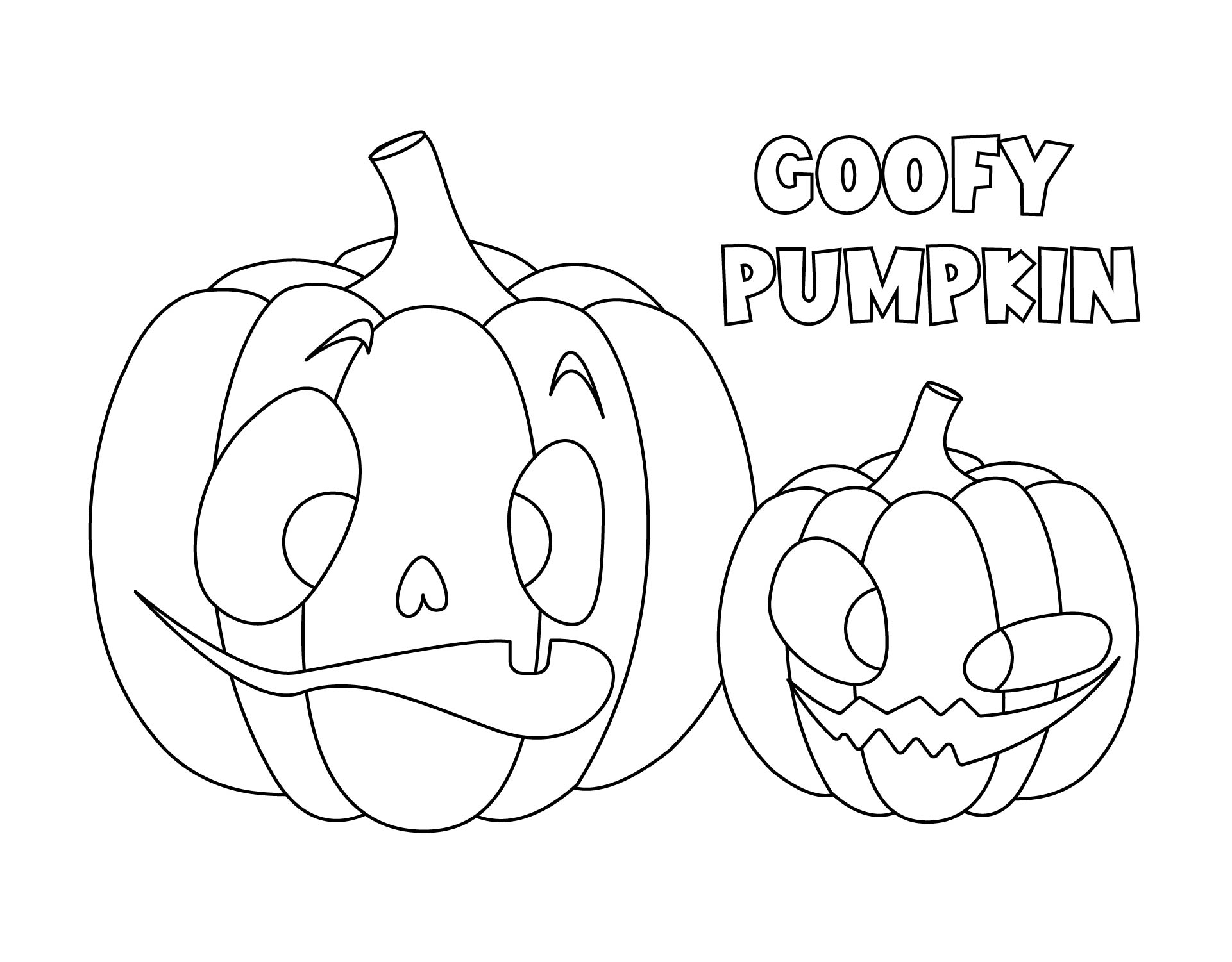 Printable Goofy Pumpkin Coloring Page