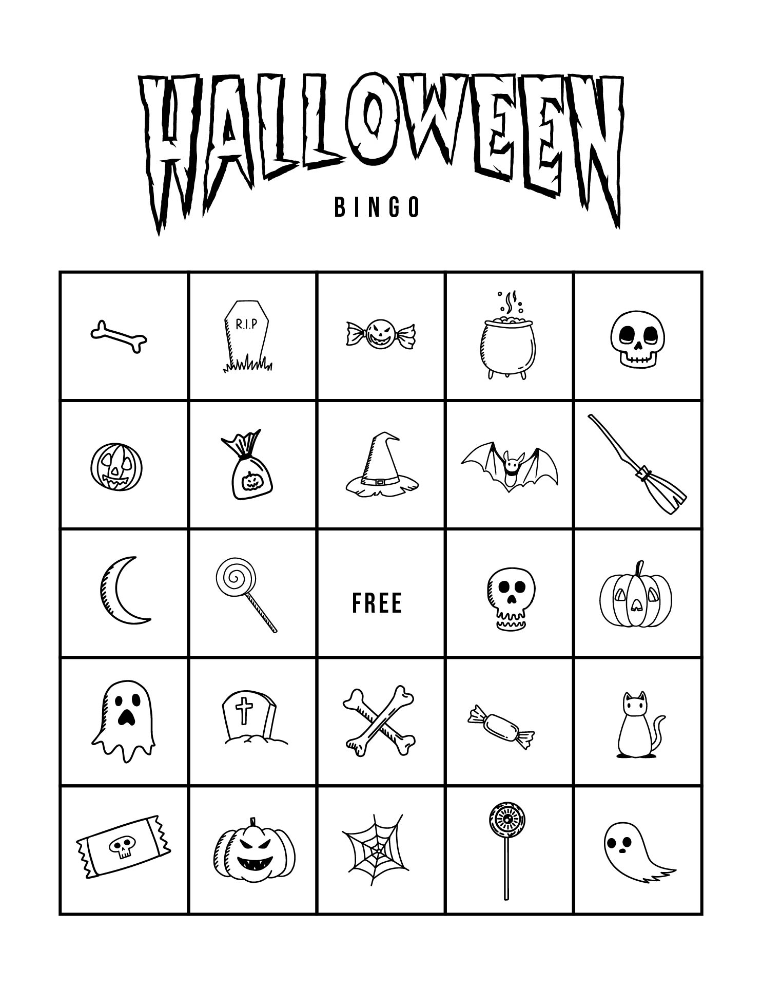 Printable Halloween Bingo Coloring Page