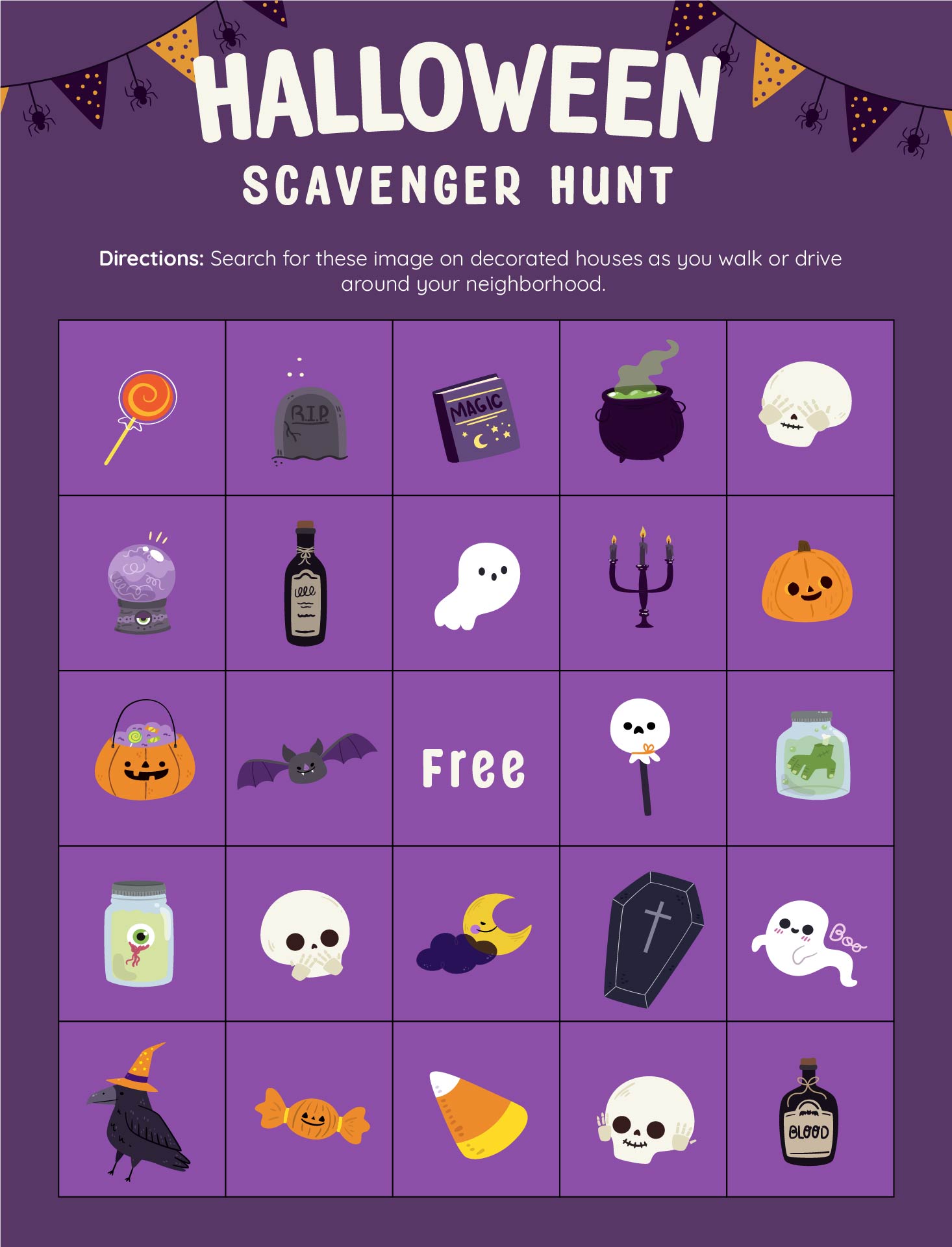 Printable Halloween Bingo Scavenger Hunt