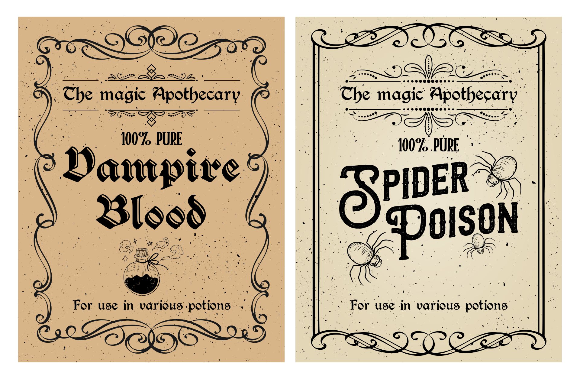 Printable Halloween Blank Vintage Apothecary Tags