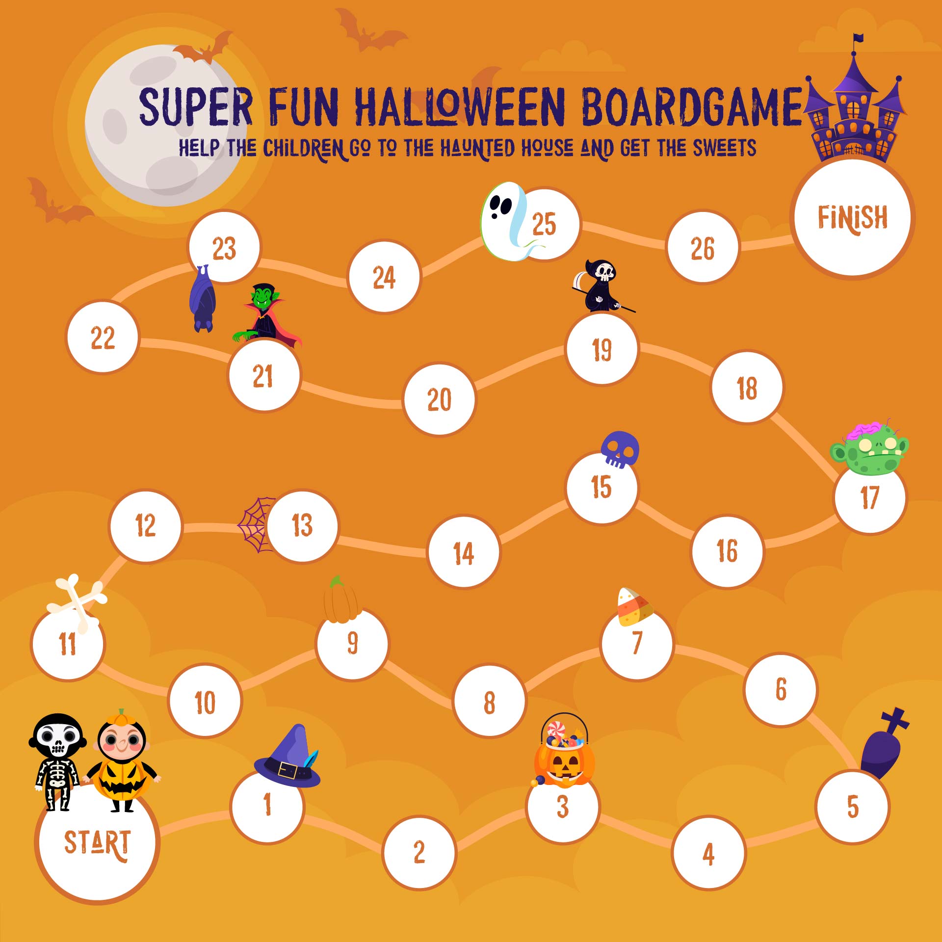 Printable Halloween Board Game For Preschoolers