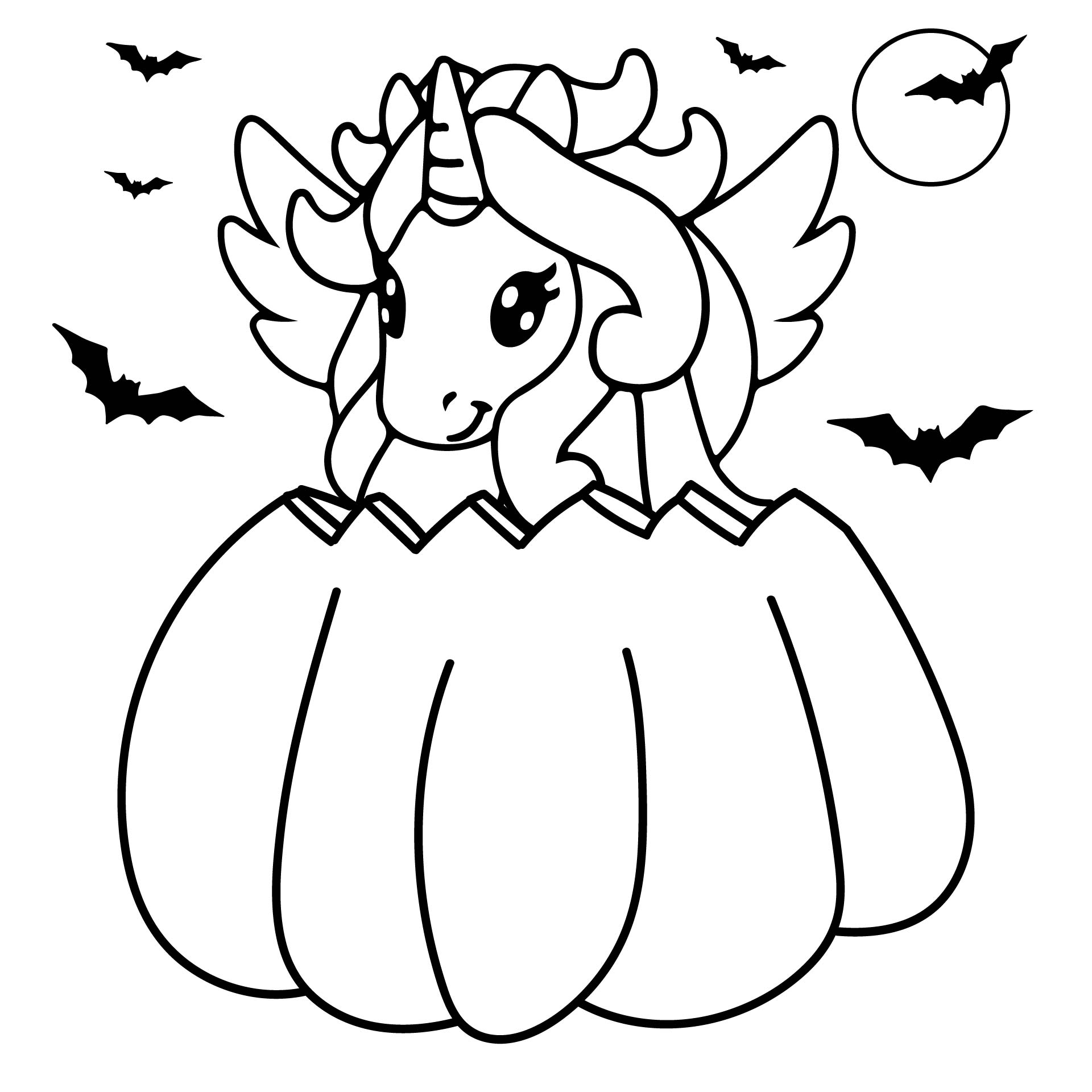 Printable Halloween Coloring Book With Cute Unicorn