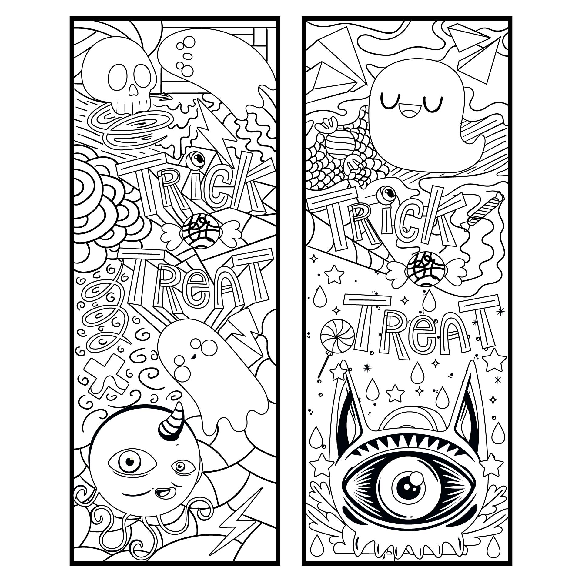 Printable Halloween Coloring Bookmarks Abstract