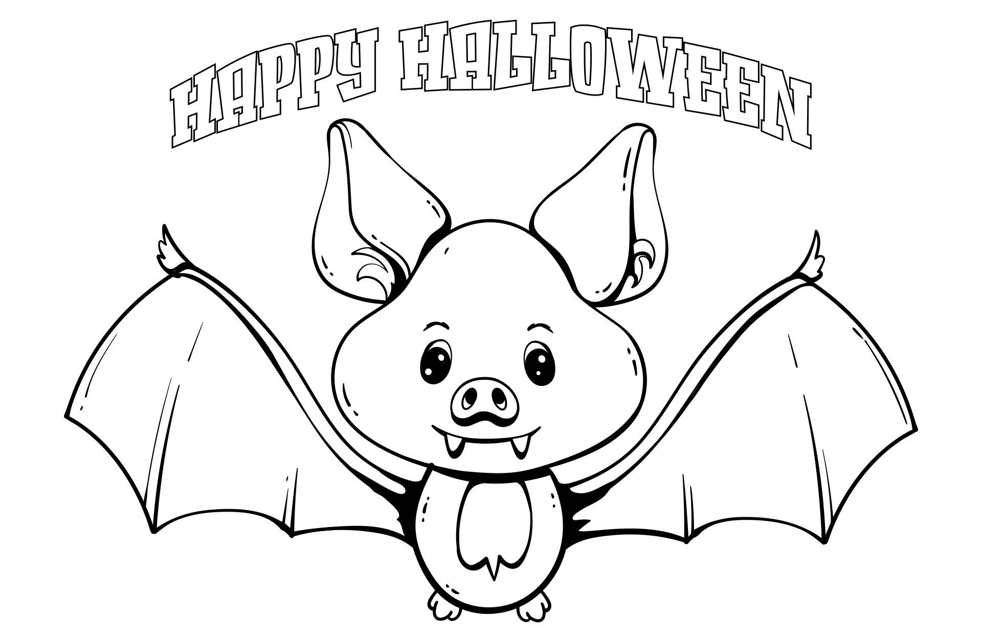 Printable Halloween Cute Bat Coloring Pages