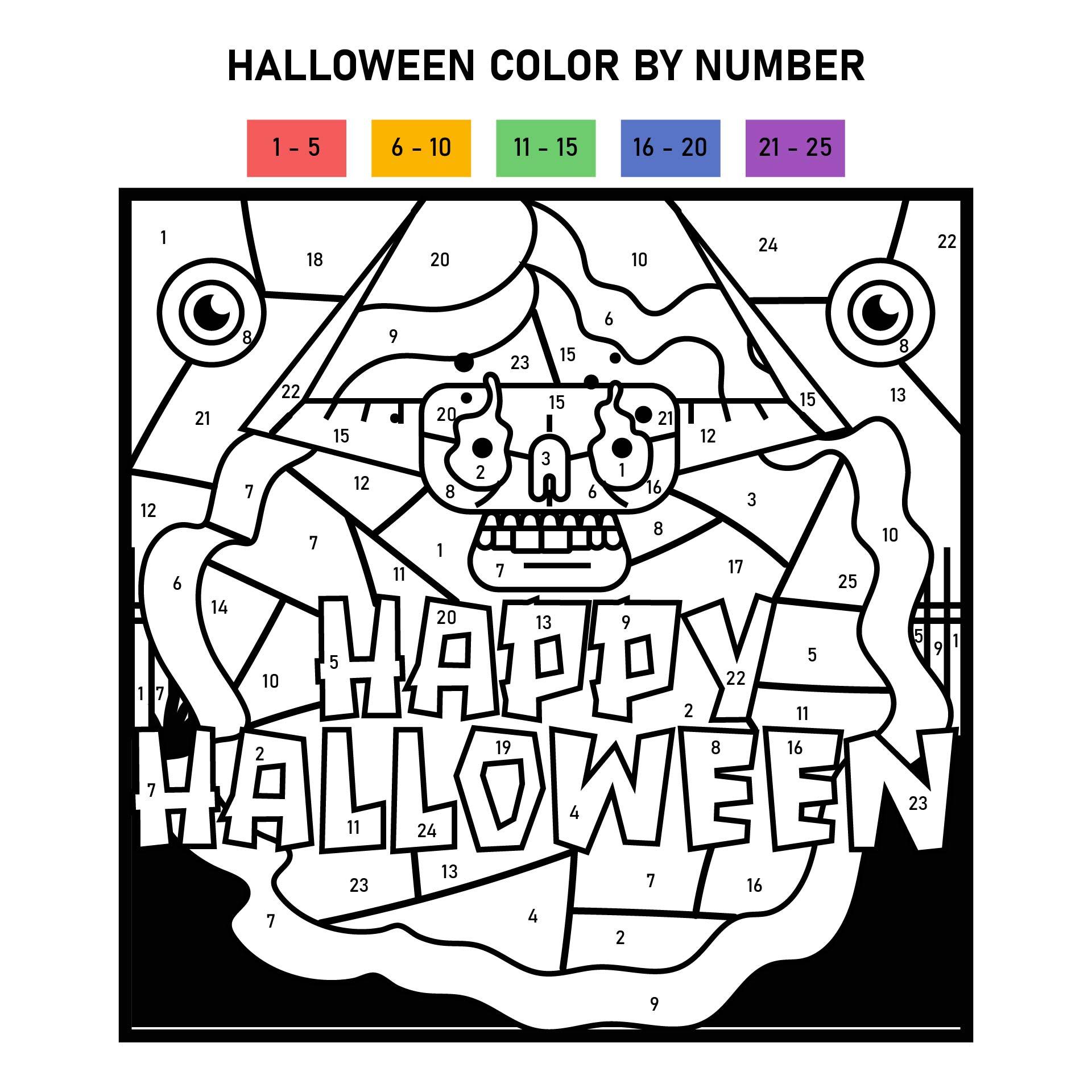 Printable Halloween Division Color By Number