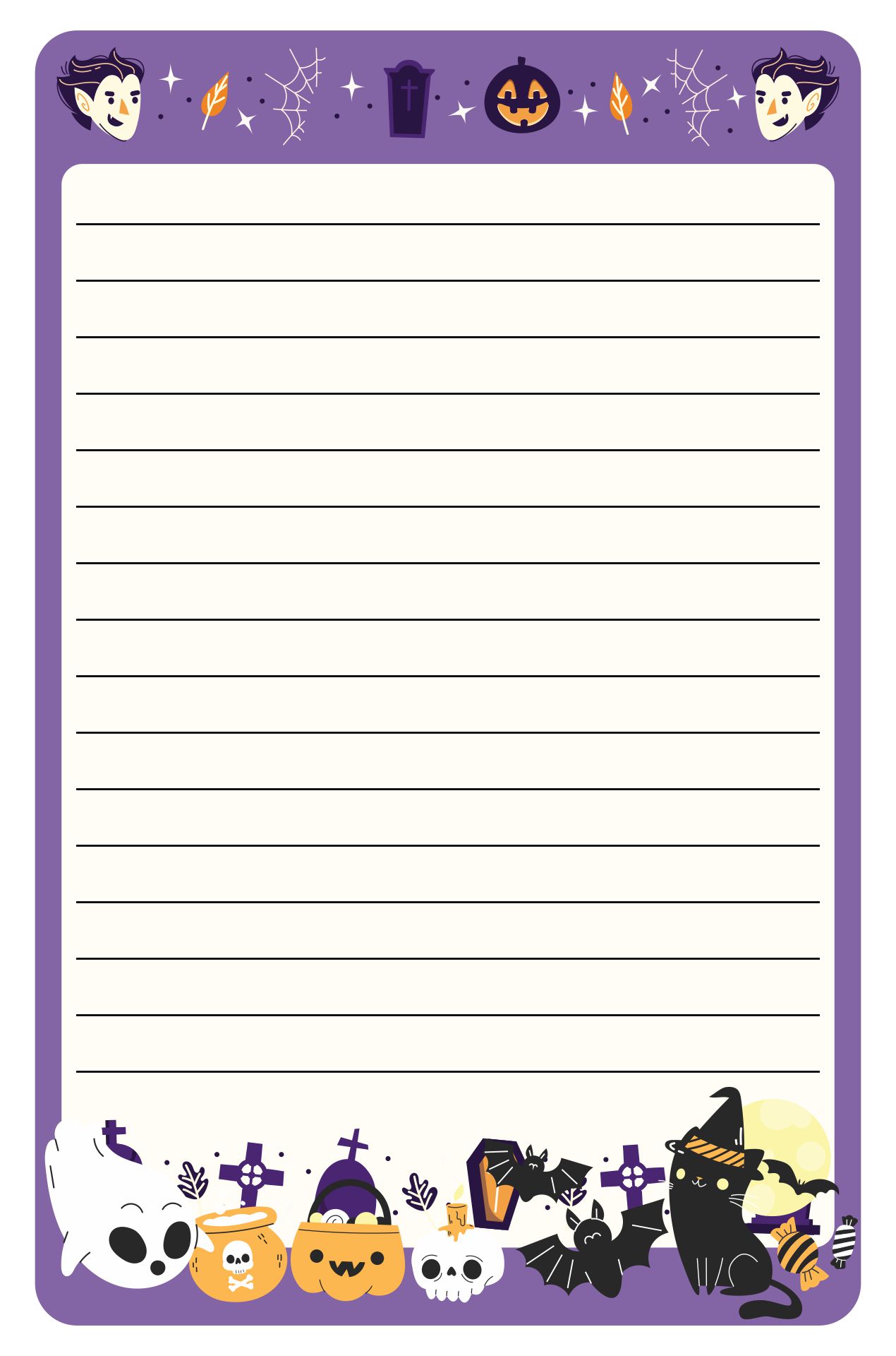 Printable Halloween Doodle Stationery