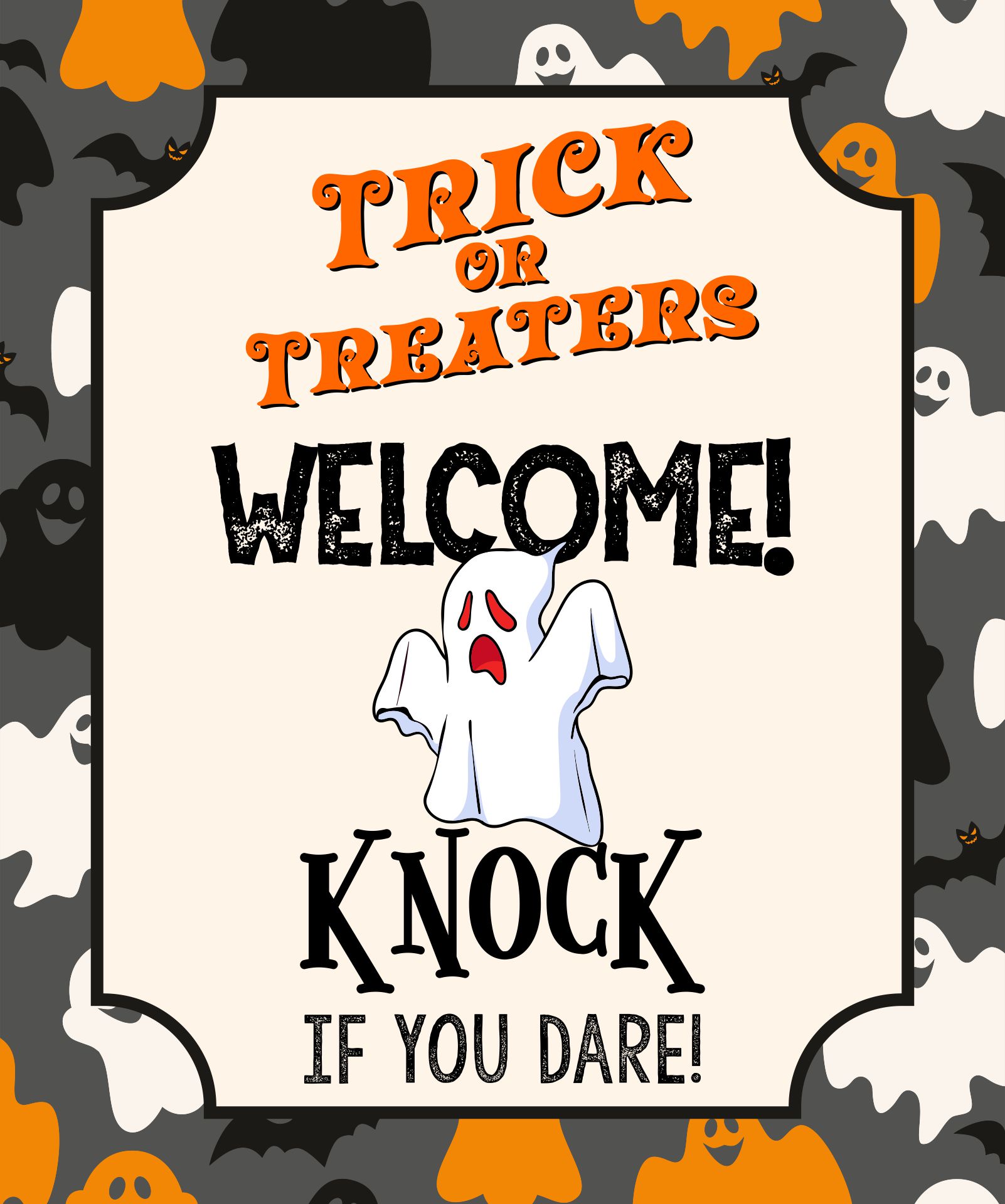 Printable Halloween Door Sign For Trick Or Treaters