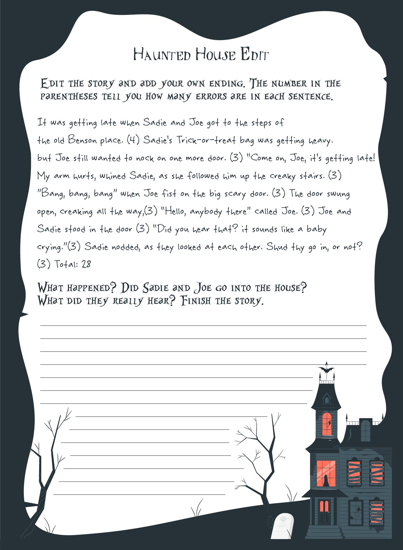Printable Halloween Haunted House Story