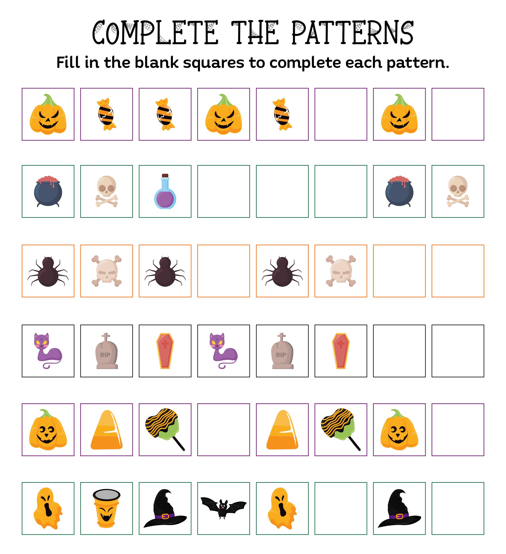 Printable Halloween Math Worksheet With Sequential Patterns