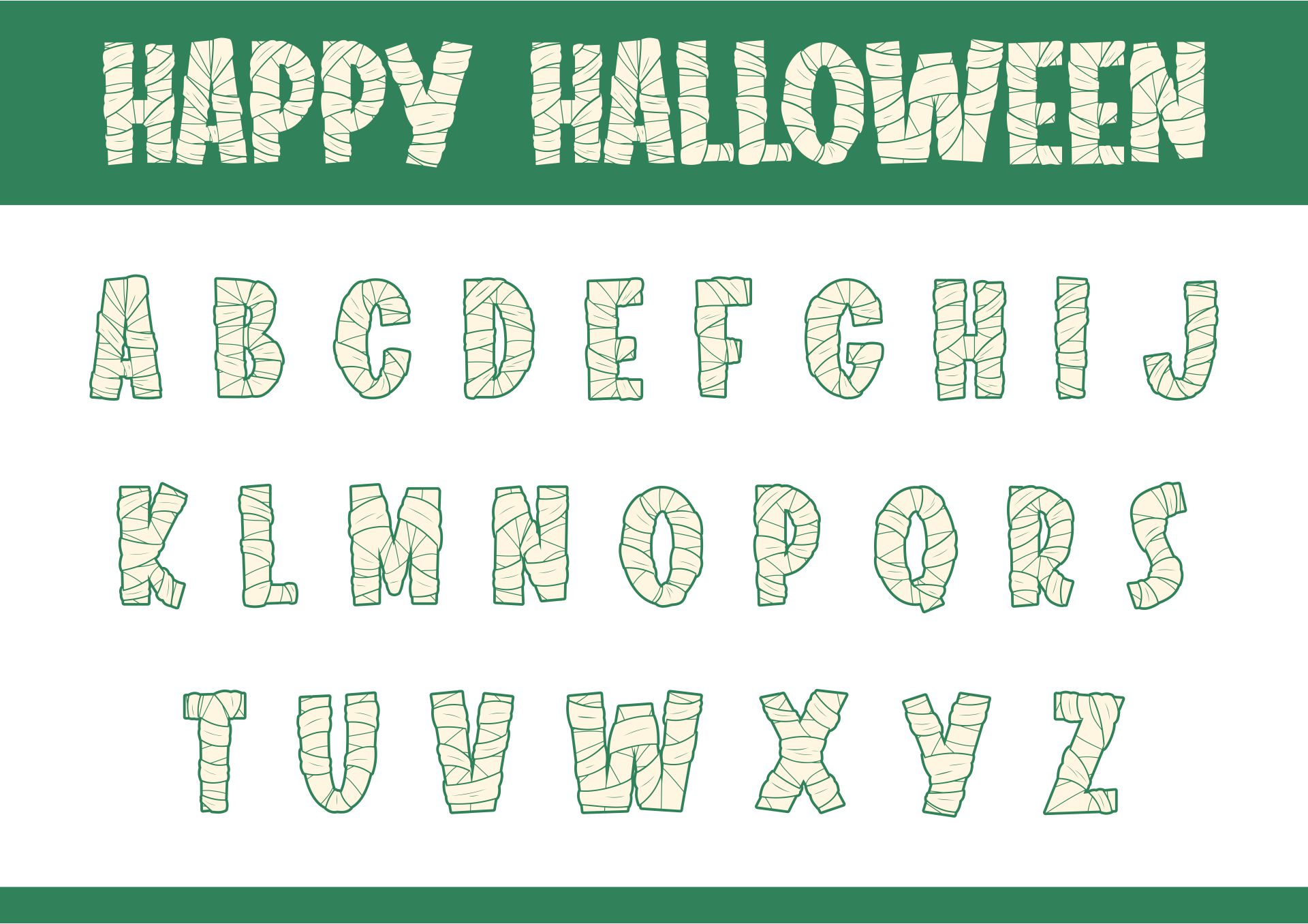 Printable Halloween Mummy Bubble Letters